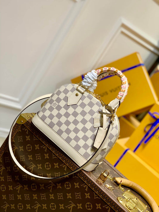 N45294 ALMA BB BAG WHITE WITH PINK N41221