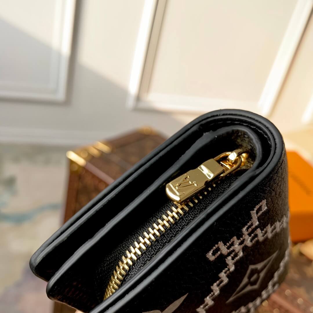 louis vuitton lv m41938 m81212 clea wallet black monogram embroidery