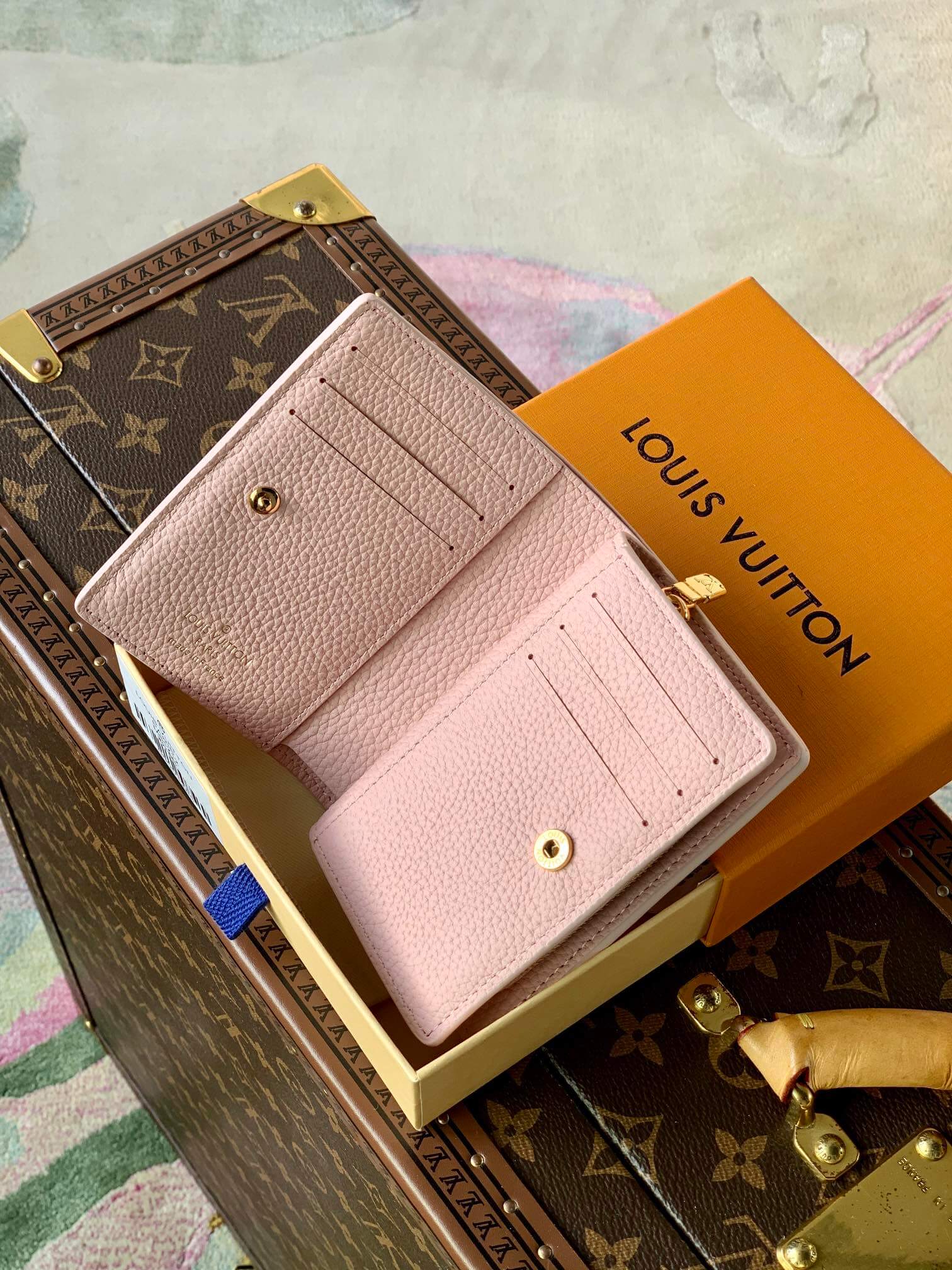 pink leather wallet for women