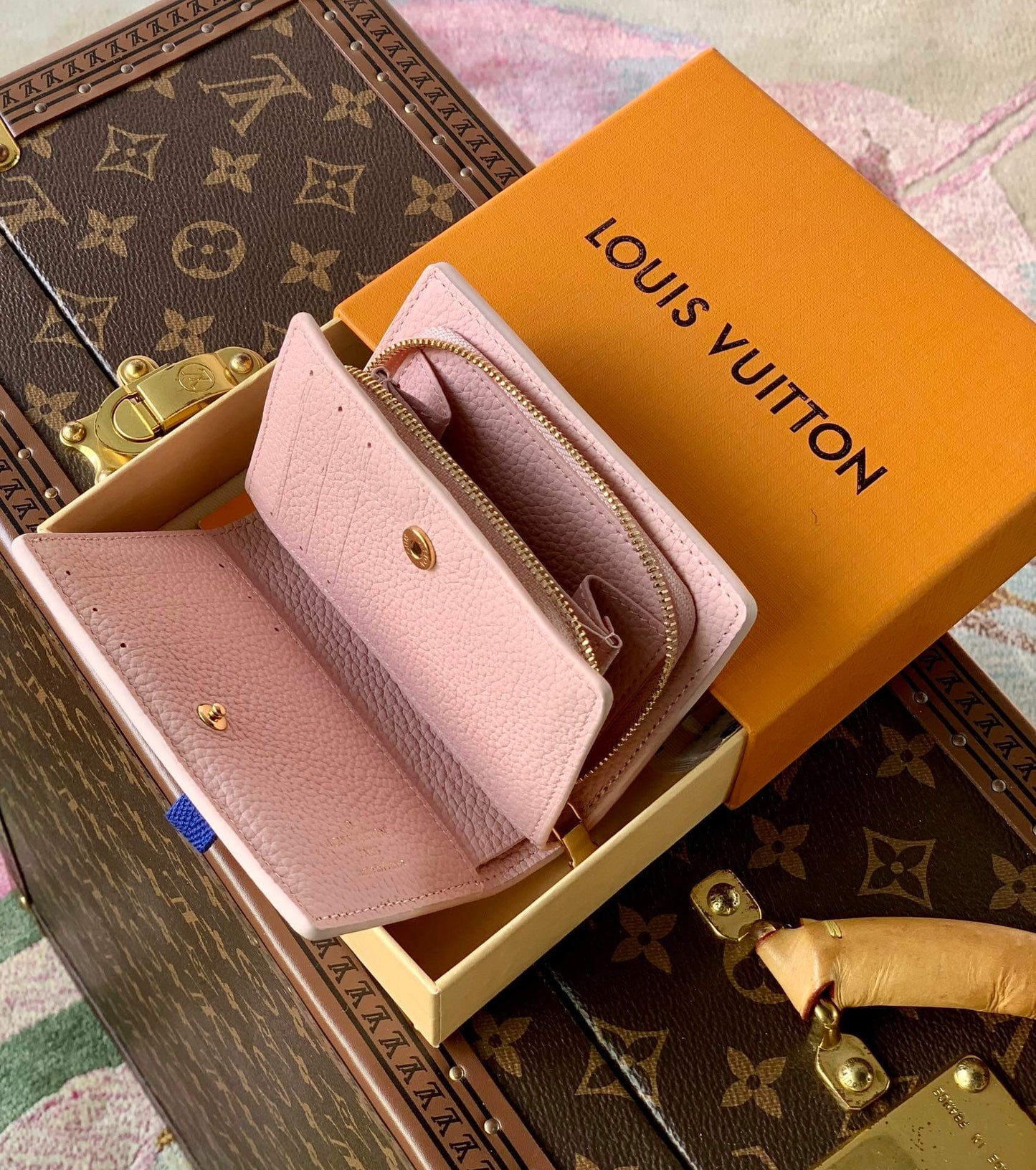 lv m41938 m81212 cl a wallet pink monogram embroidery