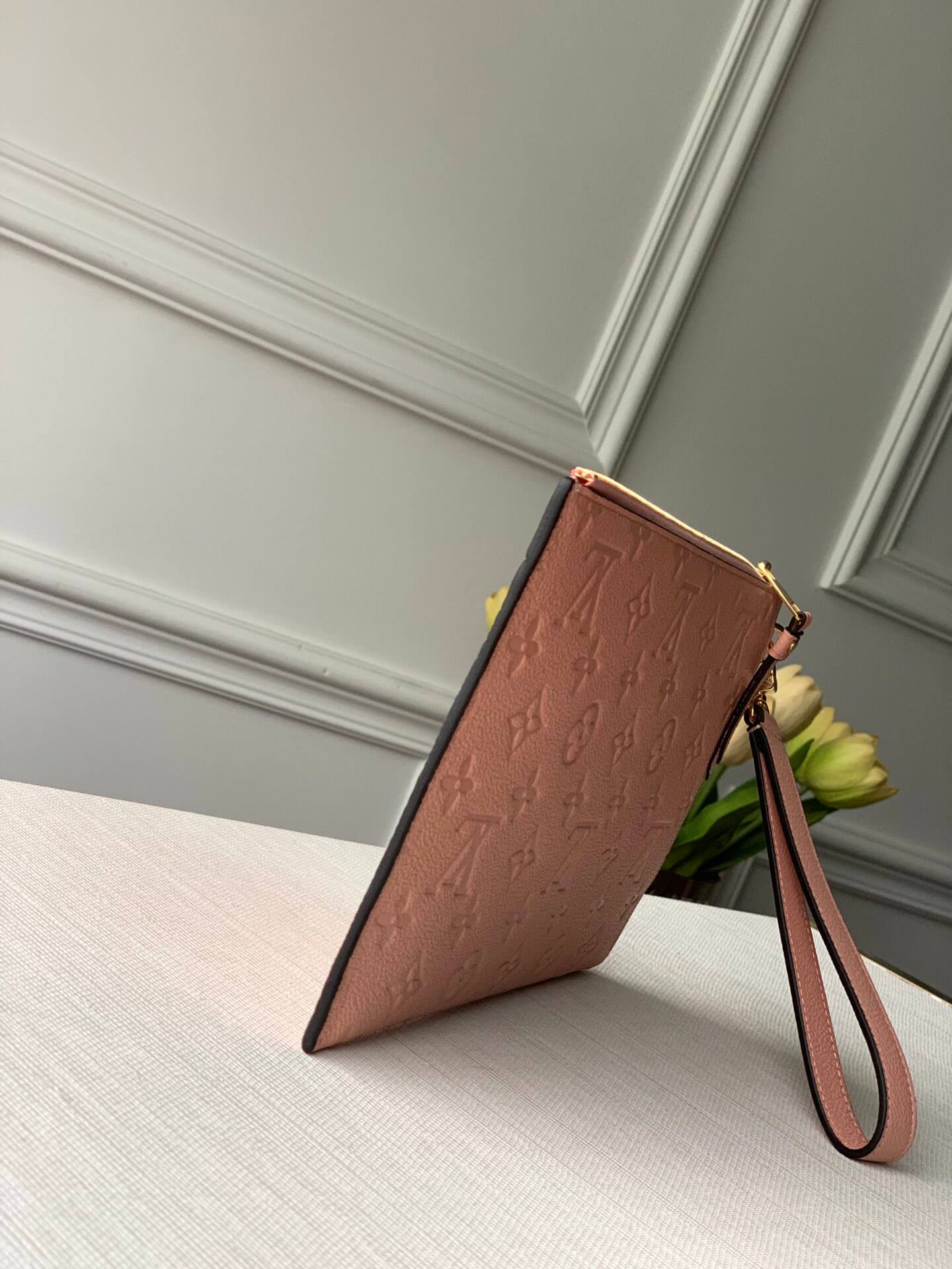 lv louis vuitton m68705 purse pochette m lanie mm monogram empreinte pink leather