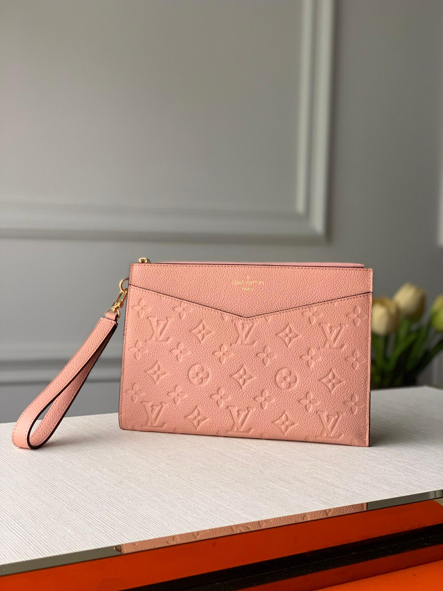 lv louis vuitton m68705 purse pochette m lanie mm monogram empreinte pink leather