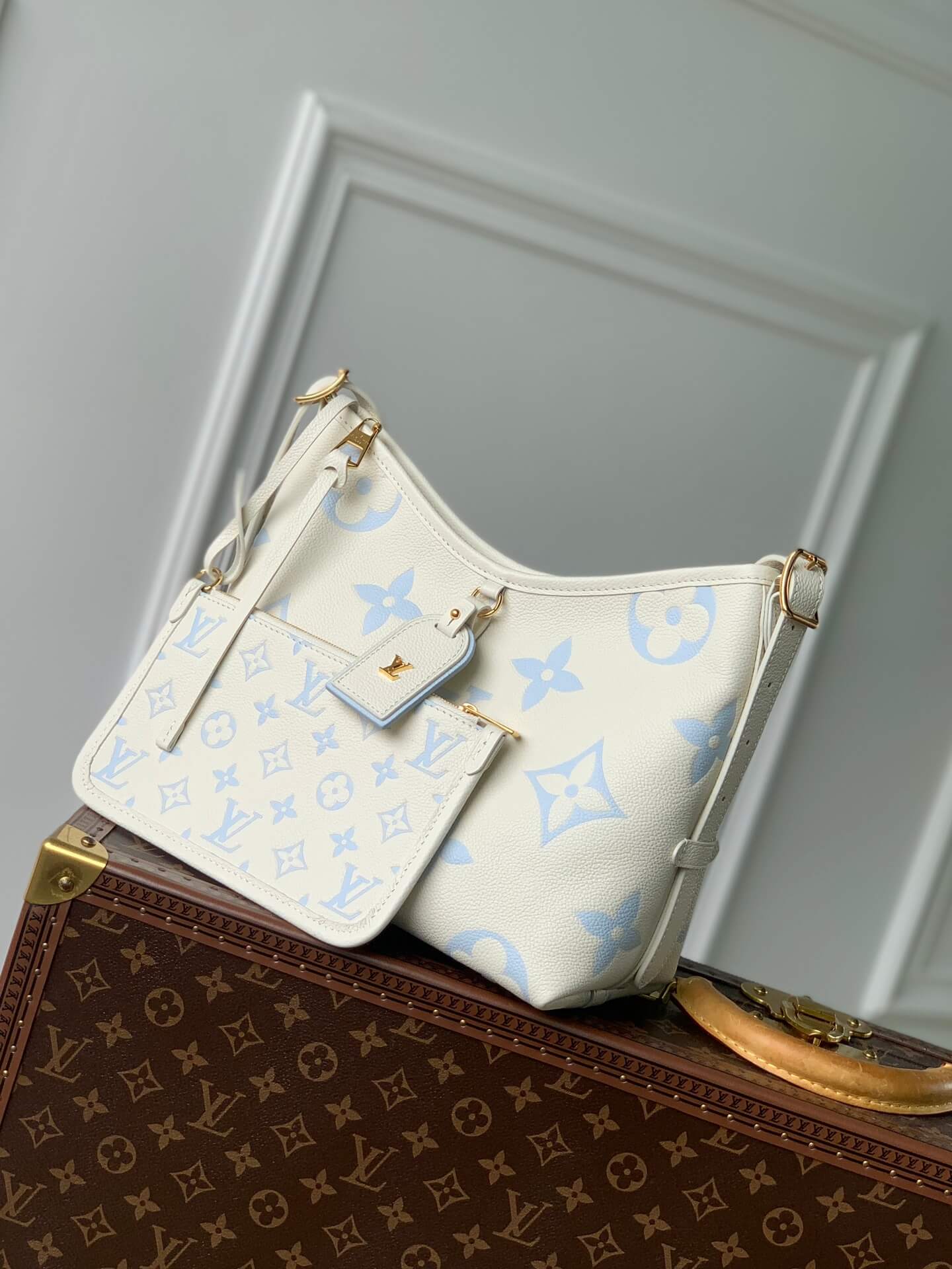 LV CarryAll PM  Shoulder bag white blue M46288