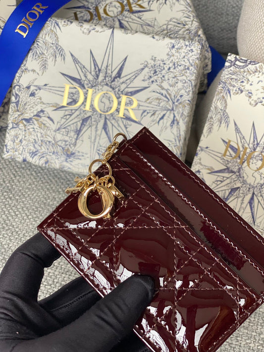 lady card holder lacquer leather dmz240617 maroon