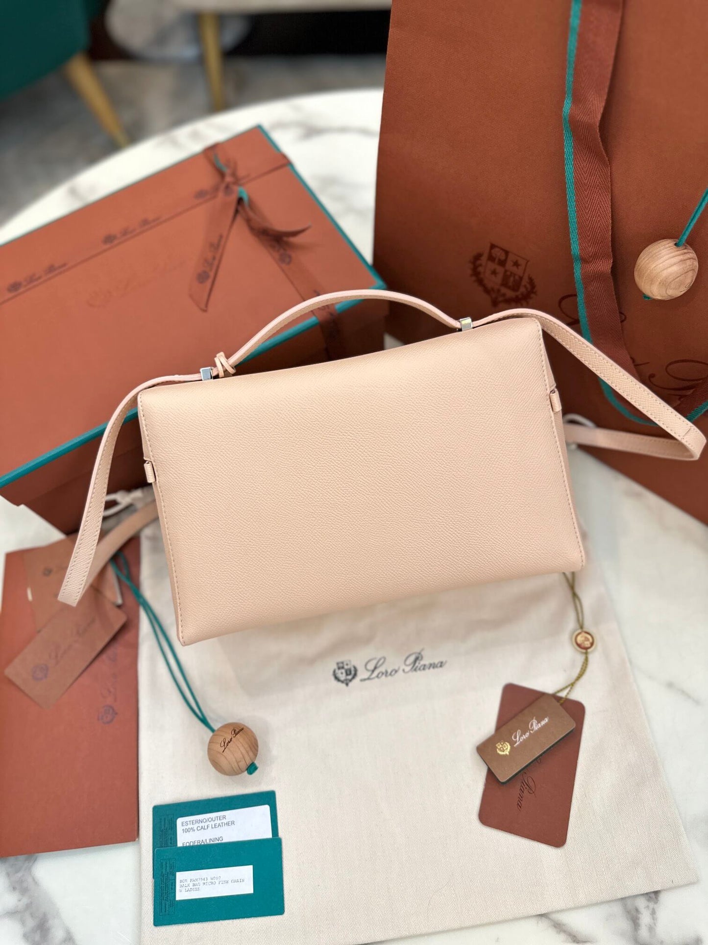 loro piana extra bag l27 smooth calfskin fan3462 pink
