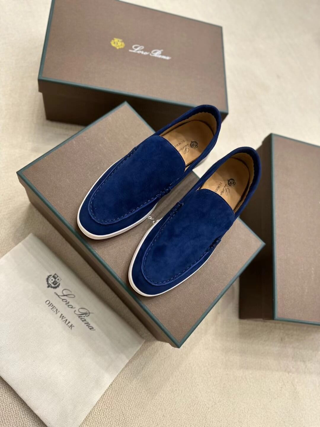 Loro Piana Summer Walk Loafers shoes FAE8124 Dark blue