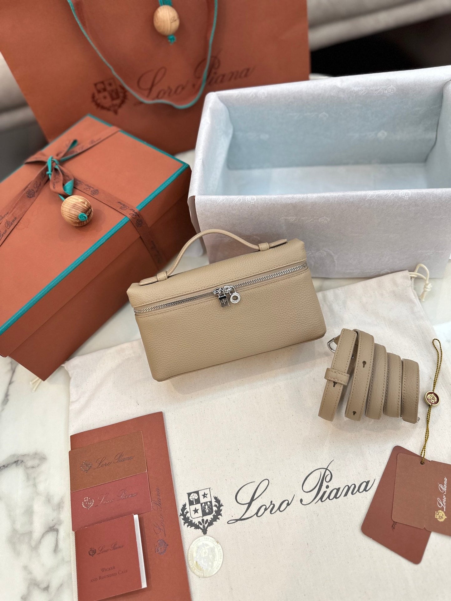 loro piana extra poket l19 apricot silver hardware