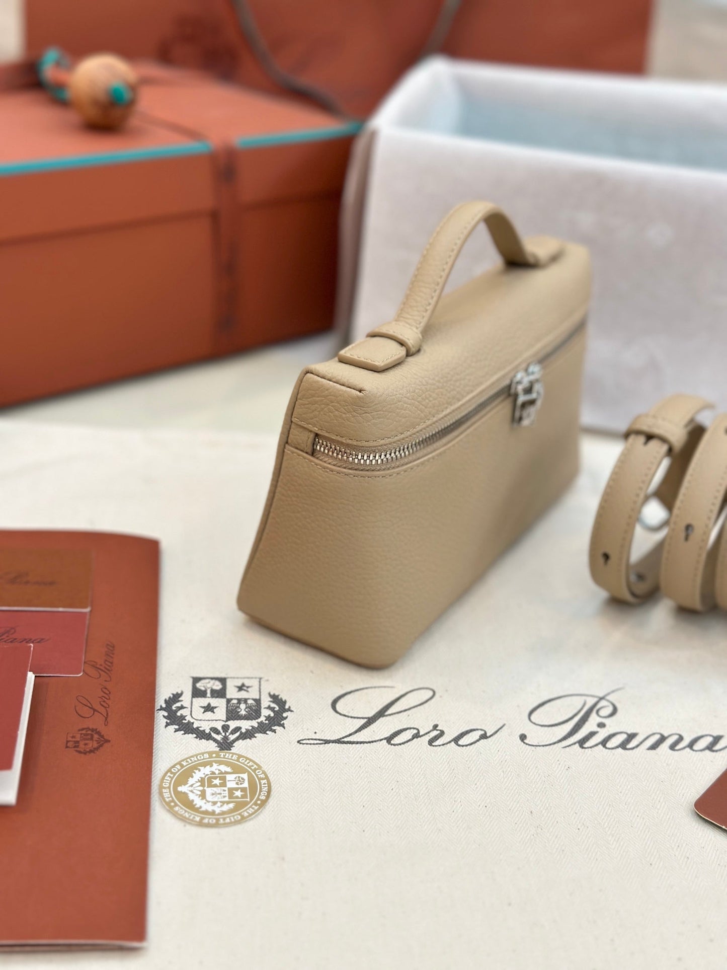 loro piana extra poket l19 apricot silver hardware