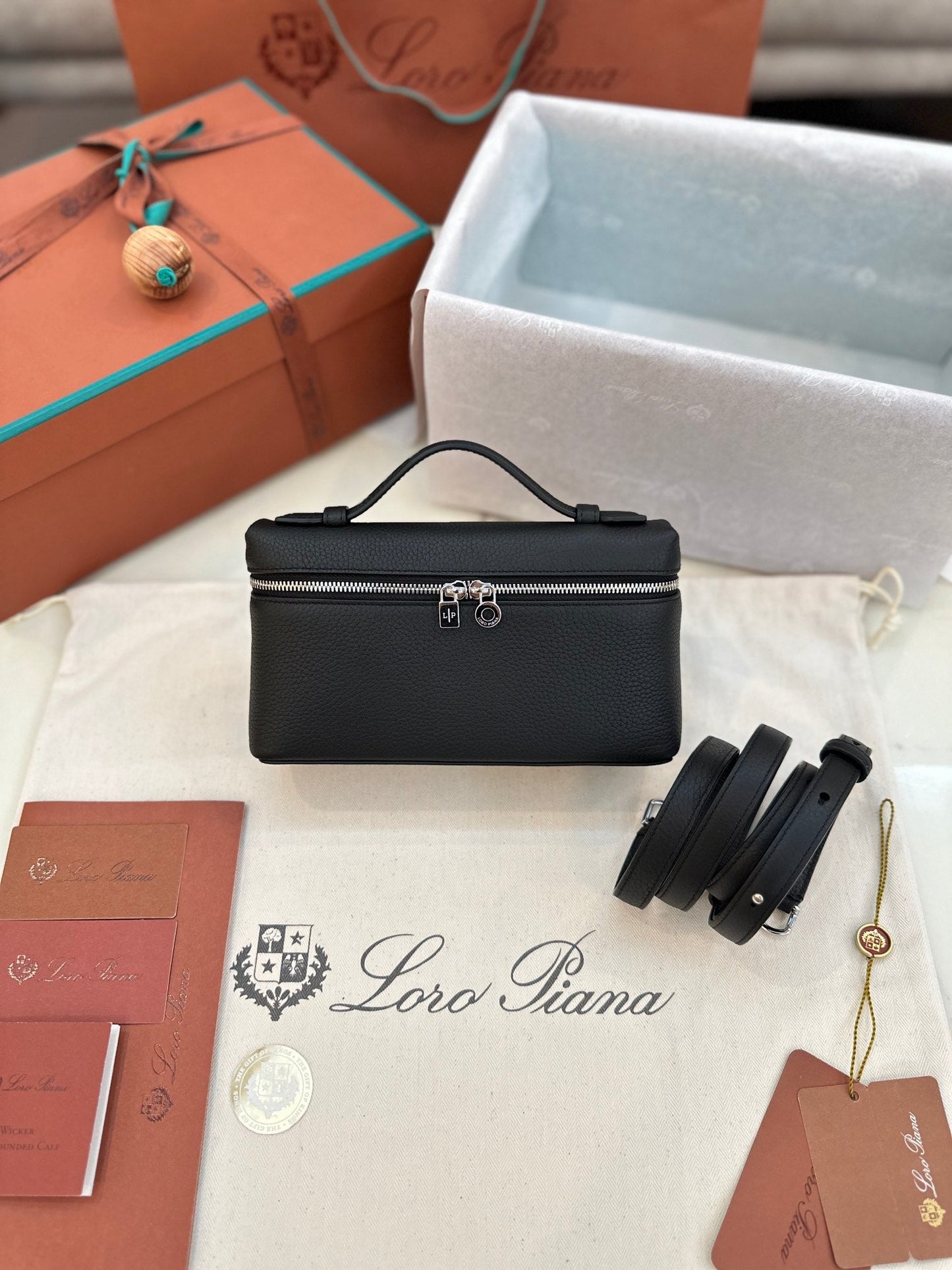 loro piana extra poket l19 black silver hardware
