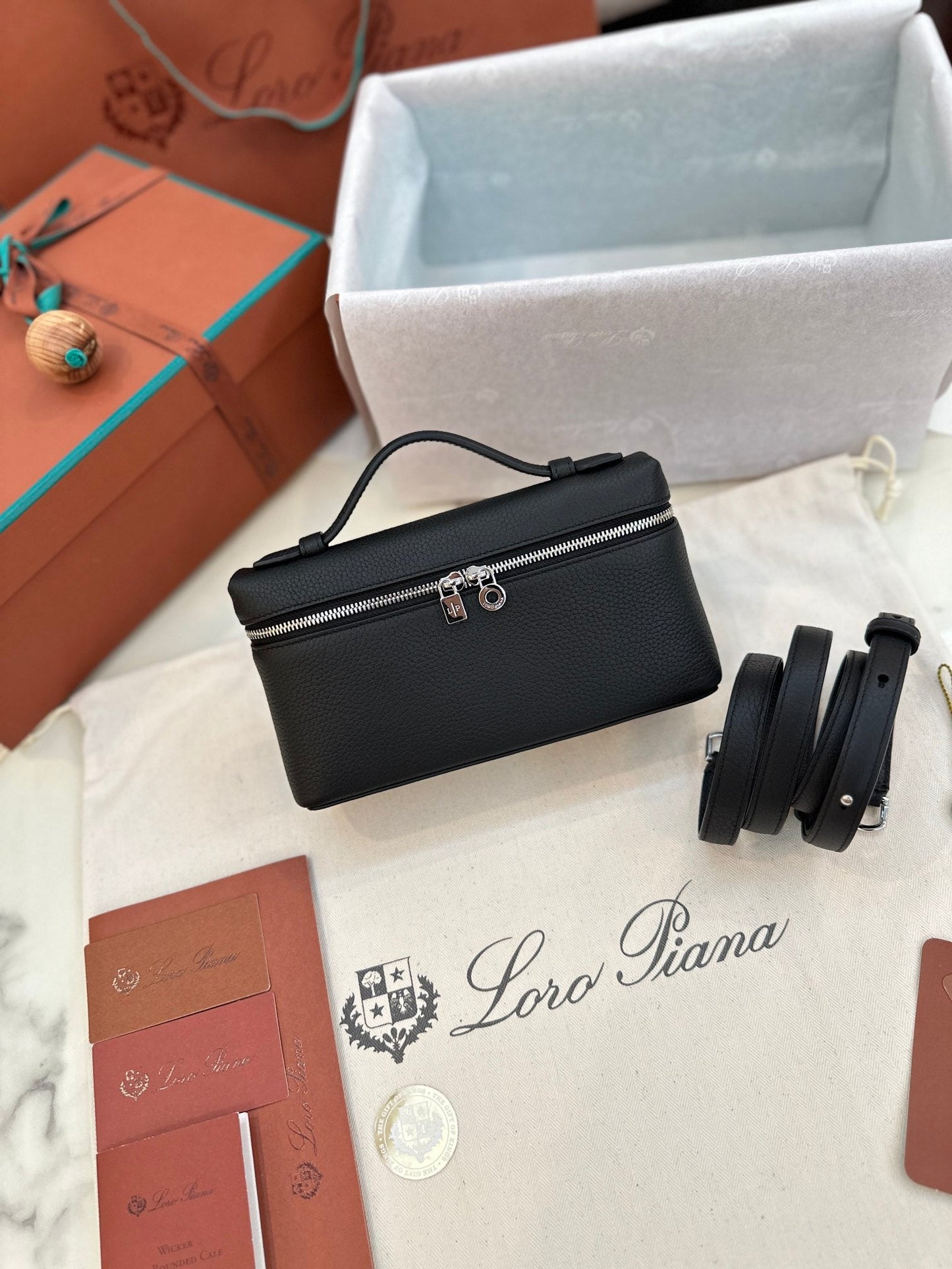 loro piana extra poket l19 black silver hardware