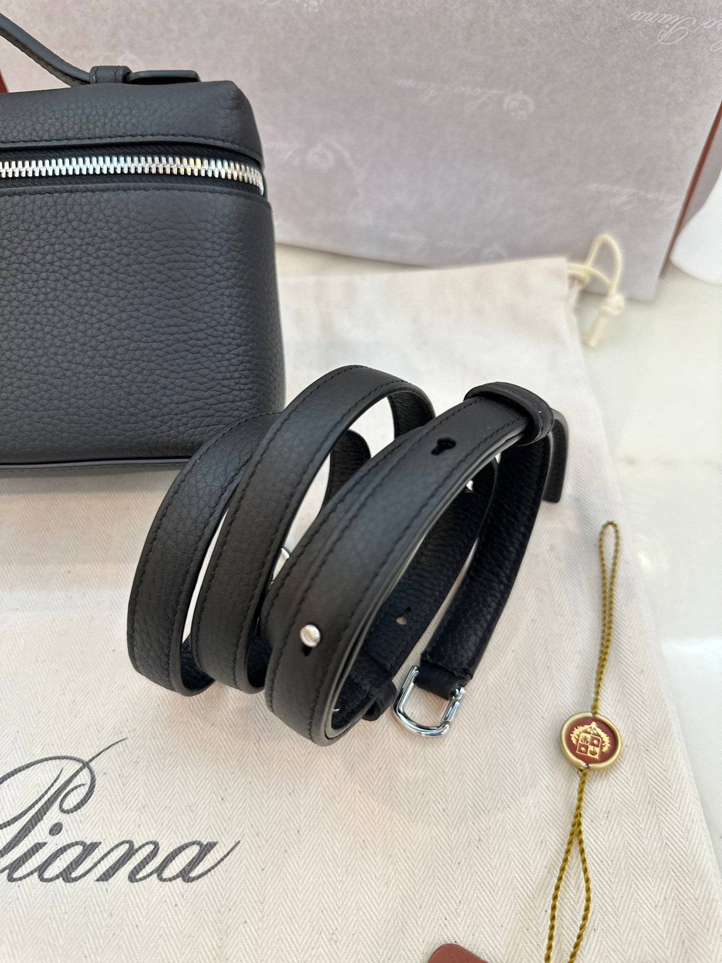 loro piana extra poket l19 black silver hardware