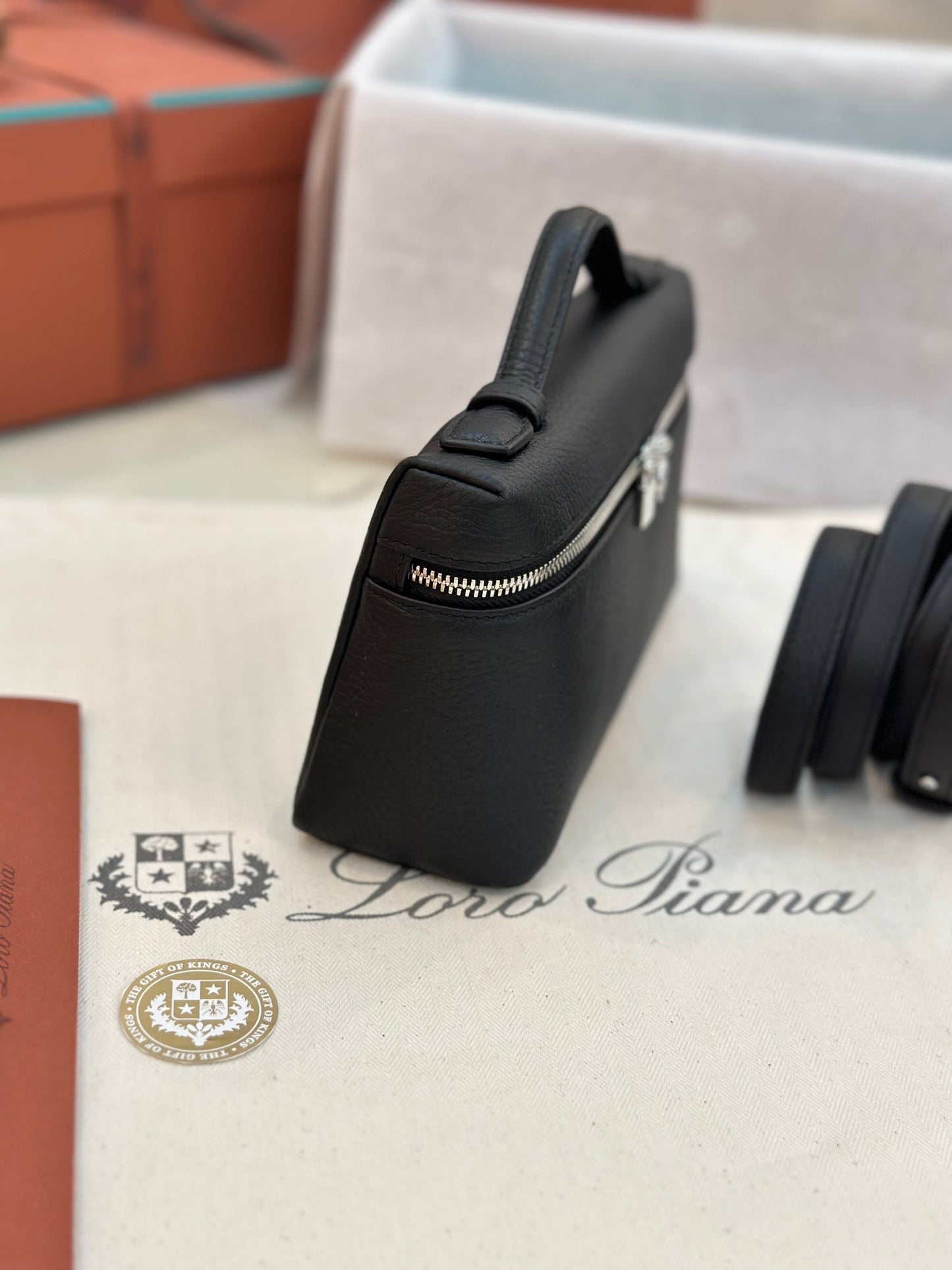 loro piana extra poket l19 black silver hardware