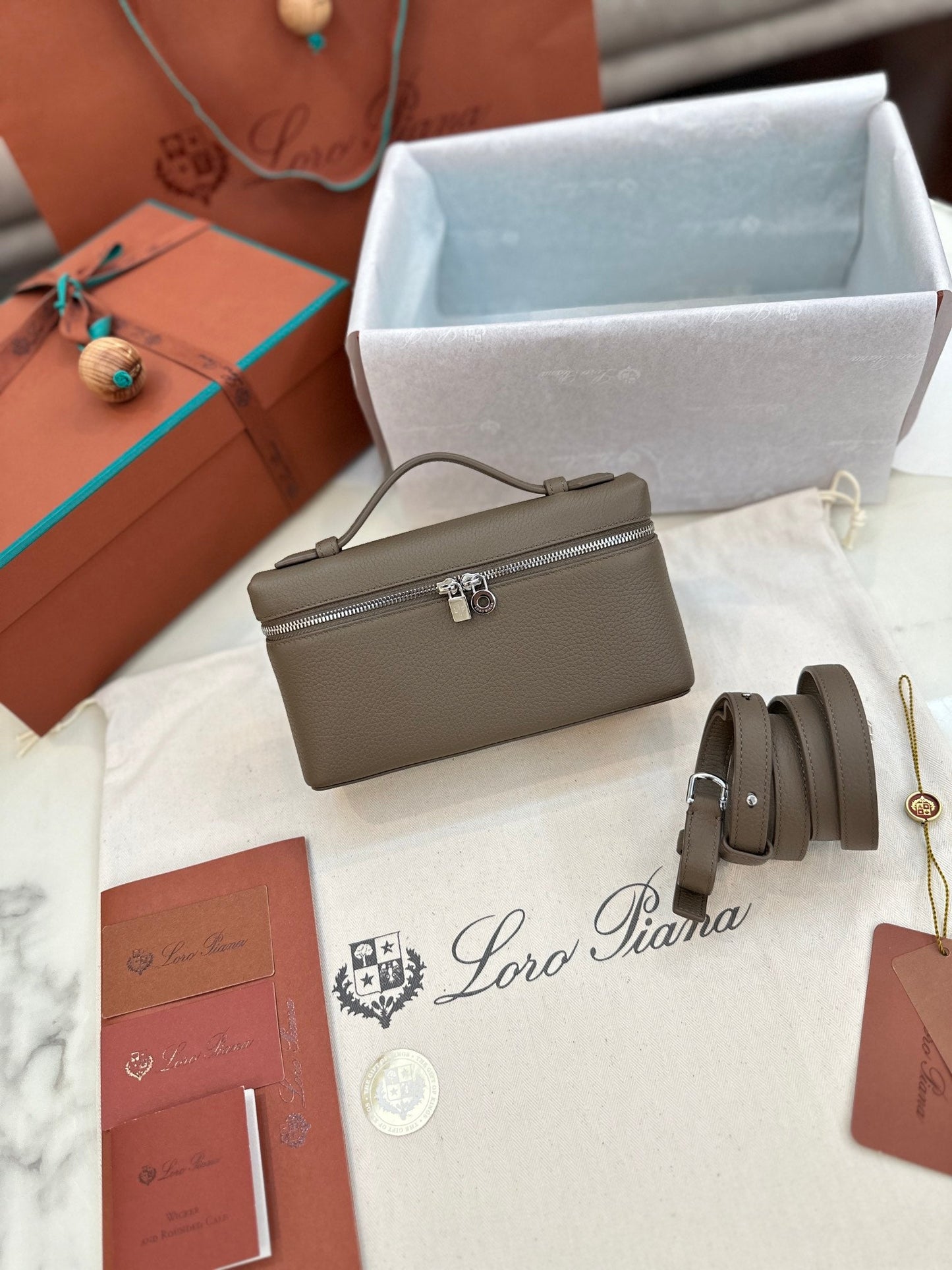 loro piana extra poket l19 elephant grey silver hardware