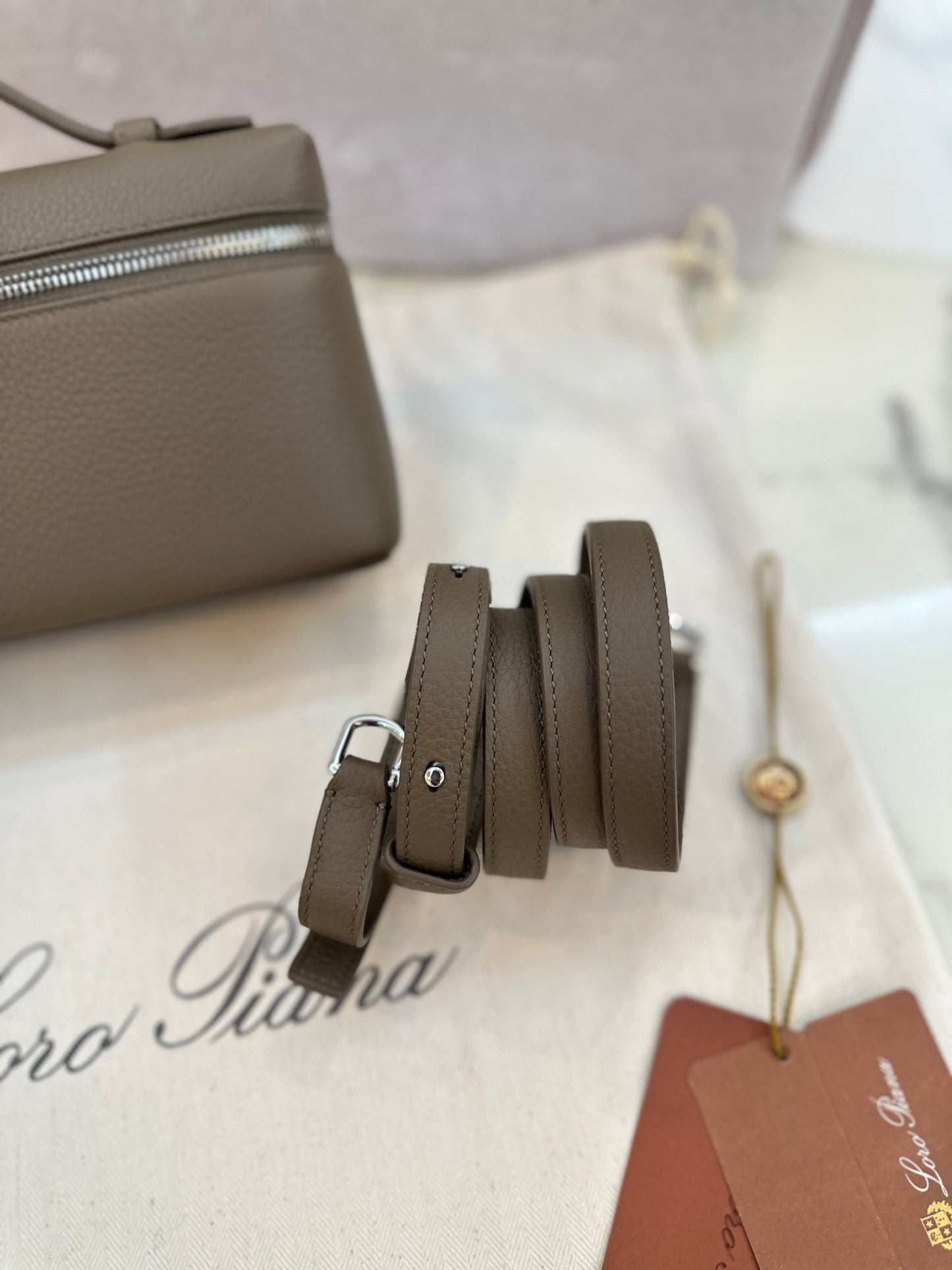 loro piana extra poket l19 elephant grey silver hardware