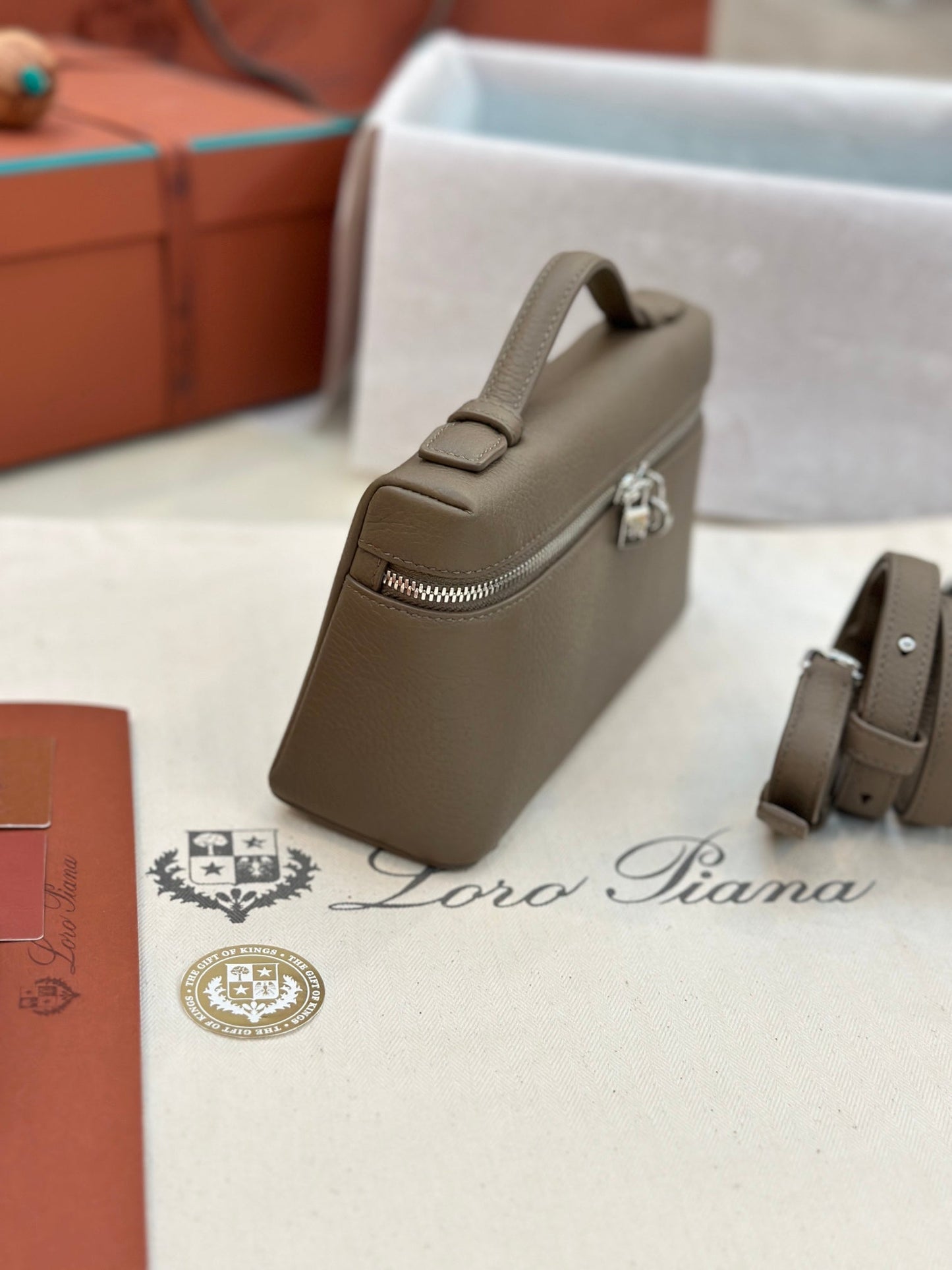 loro piana extra poket l19 elephant grey silver hardware