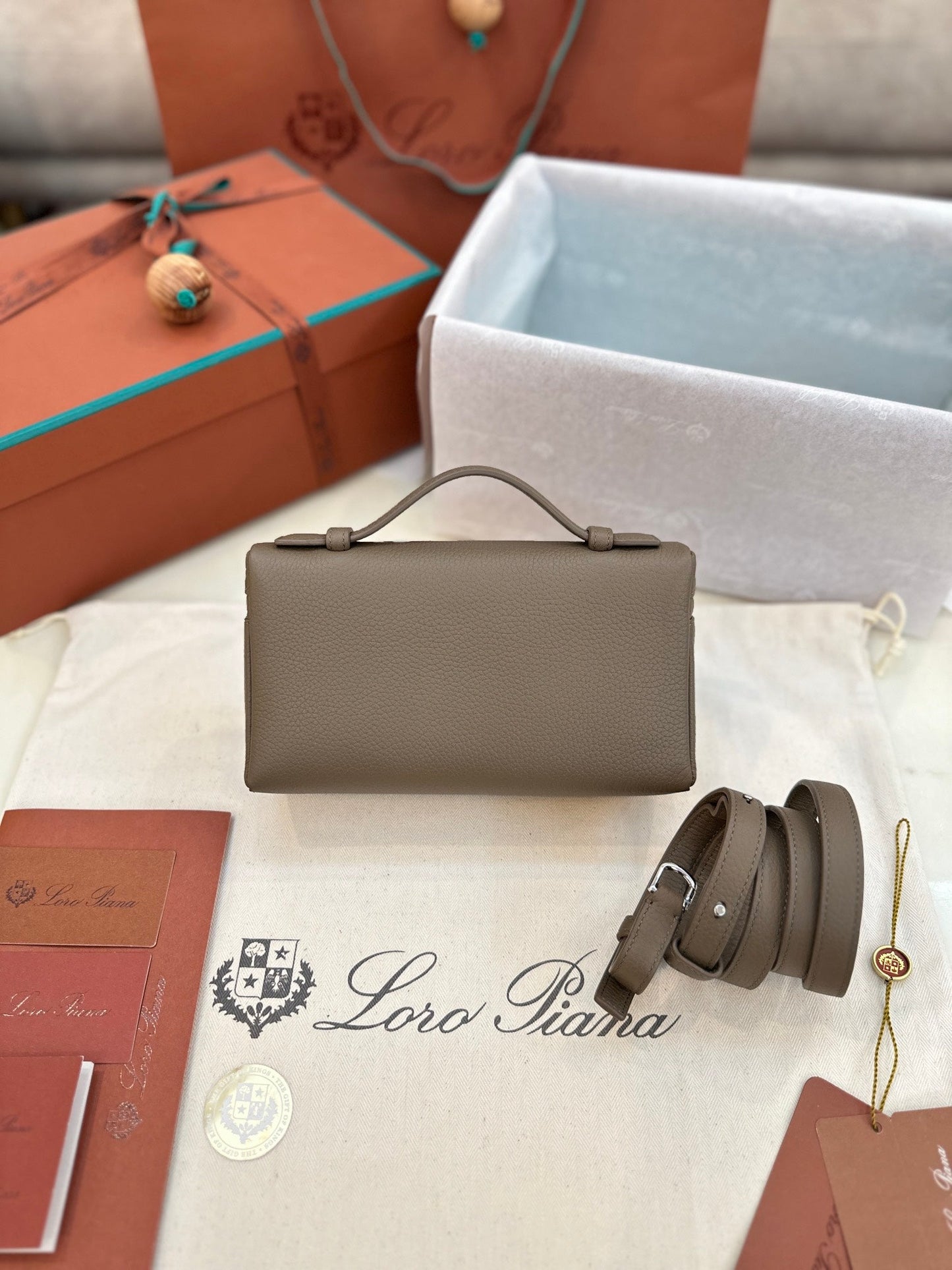 loro piana extra poket l19 elephant grey silver hardware