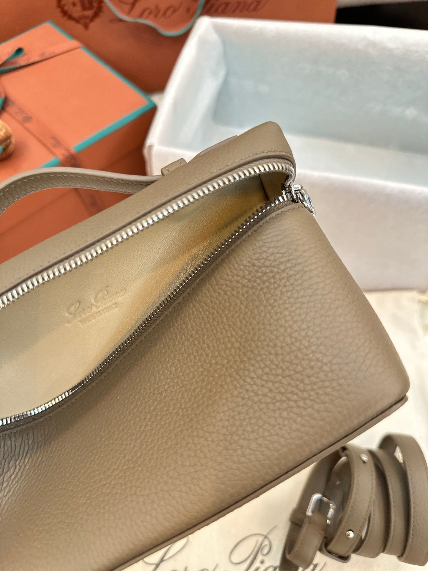 loro piana extra poket l19 elephant grey silver hardware