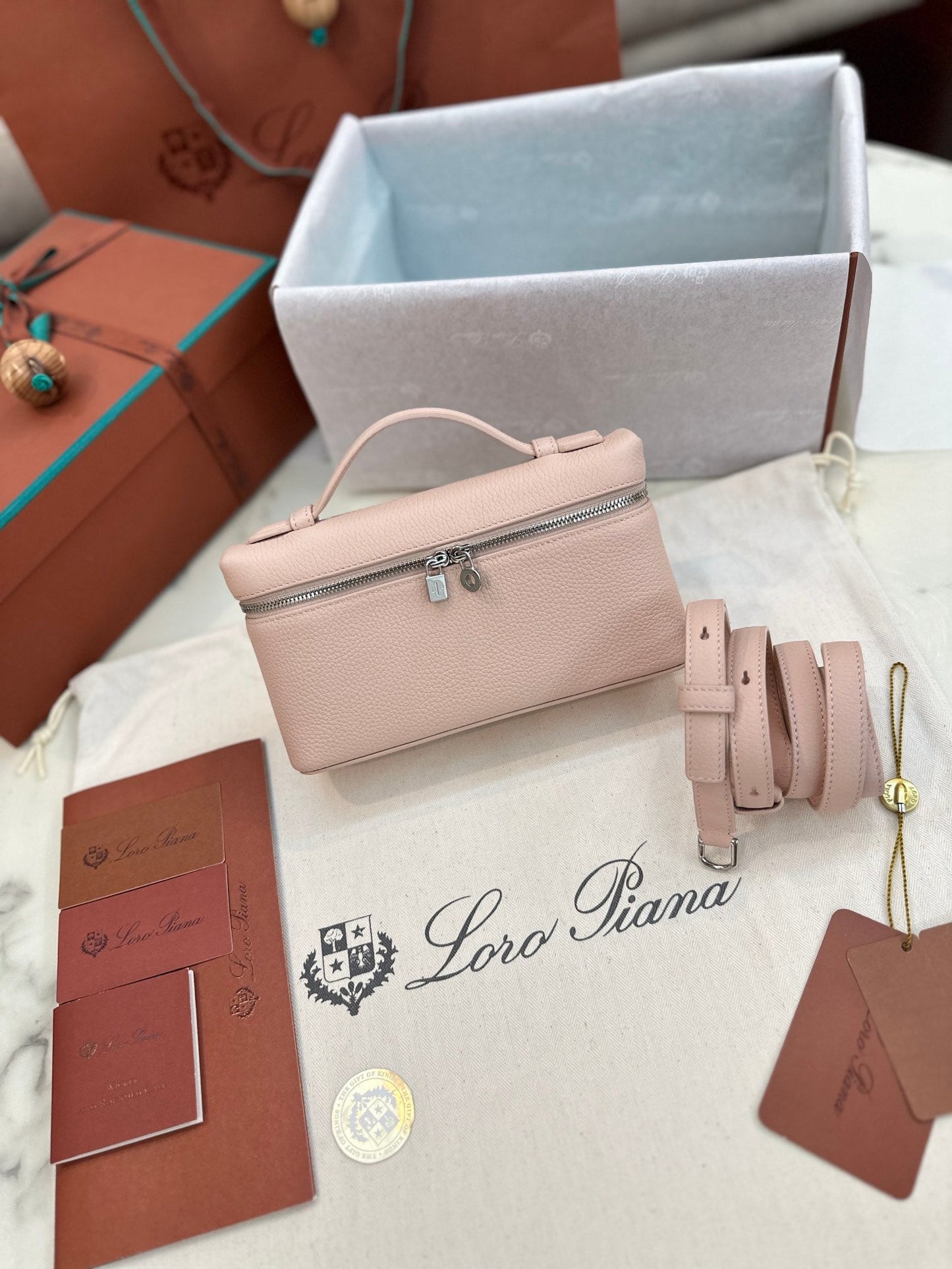loro piana extra poket l19 pink silver hardware