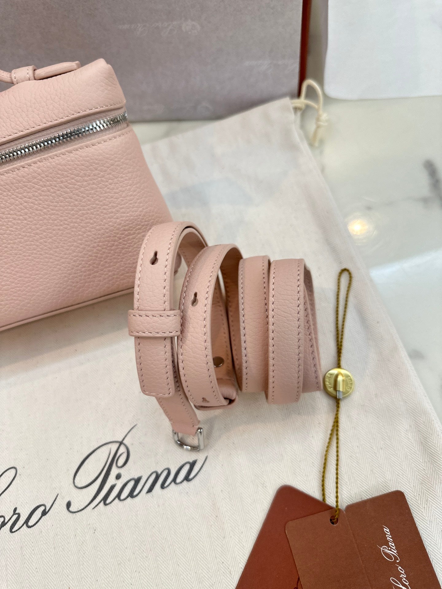 loro piana extra poket l19 pink silver hardware