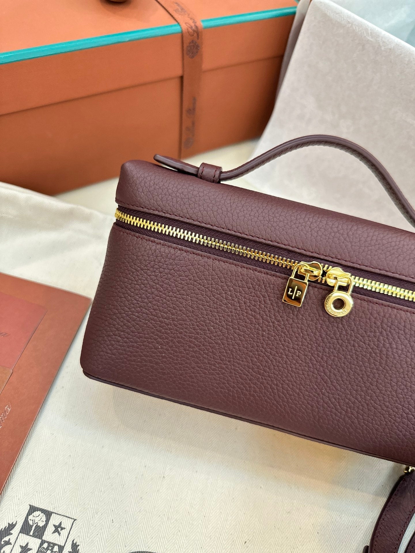 loro piana extra poket l19 wine red gold hardware