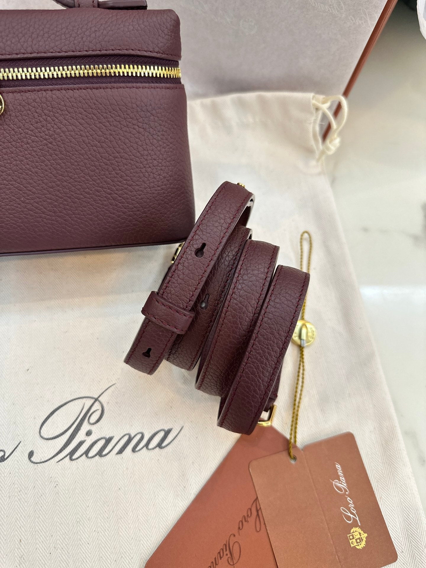 loro piana extra poket l19 wine red gold hardware
