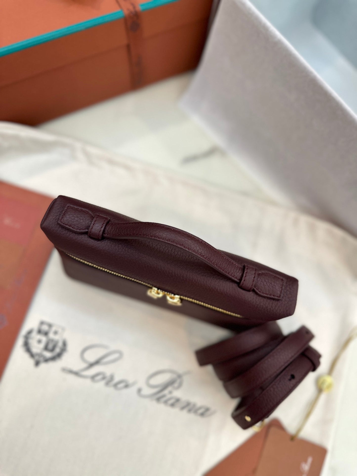loro piana extra poket l19 wine red gold hardware