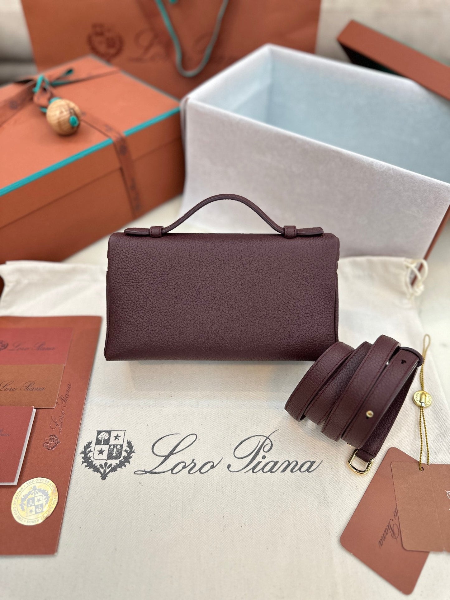 loro piana extra poket l19 wine red gold hardware