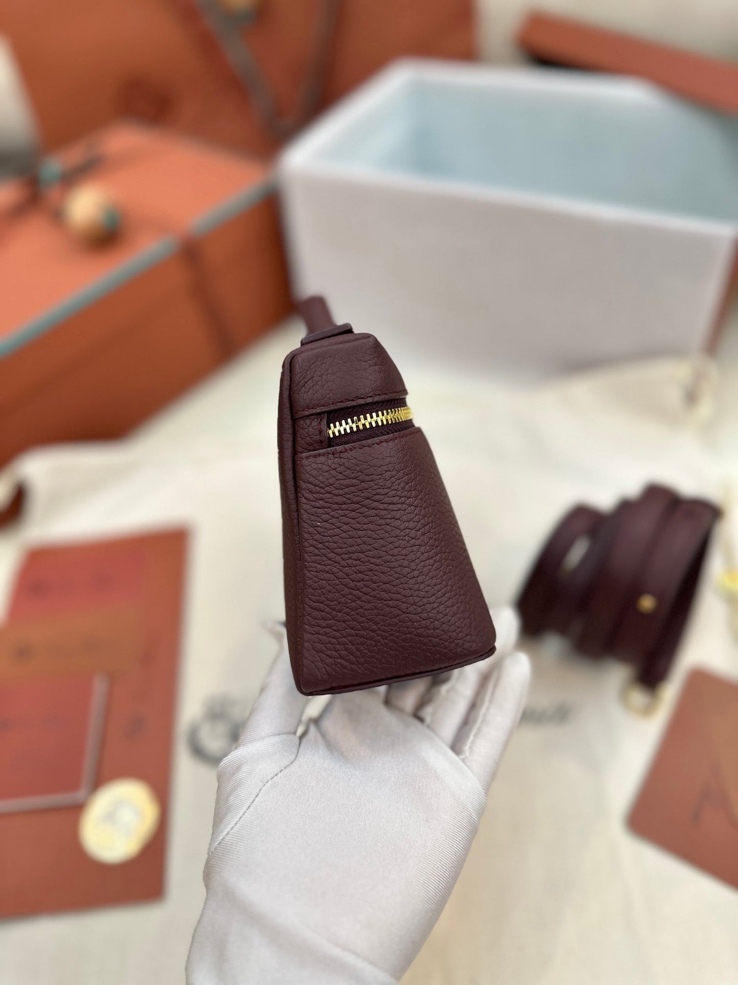 loro piana extra poket l19 wine red gold hardware
