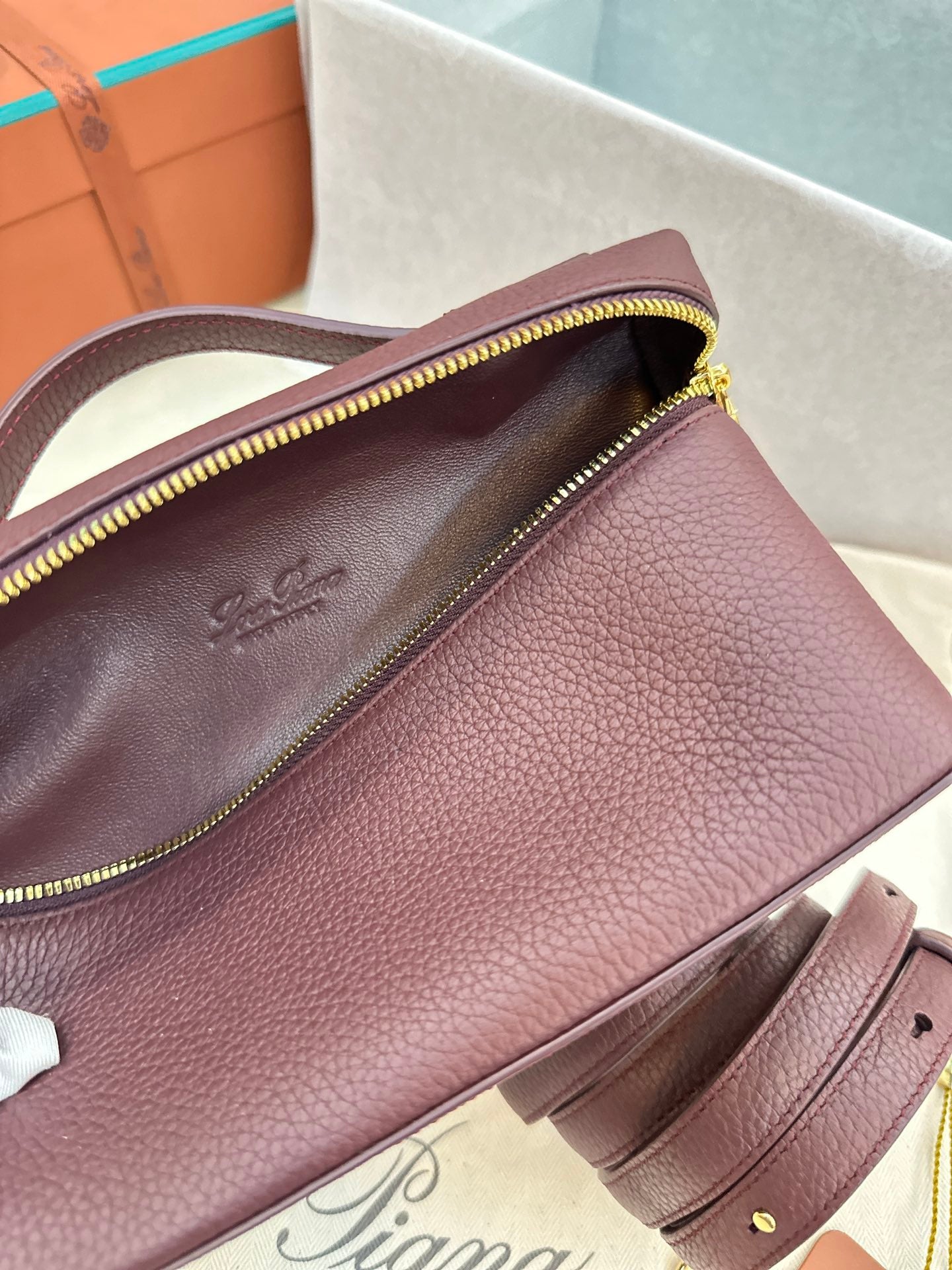 loro piana extra poket l19 wine red gold hardware