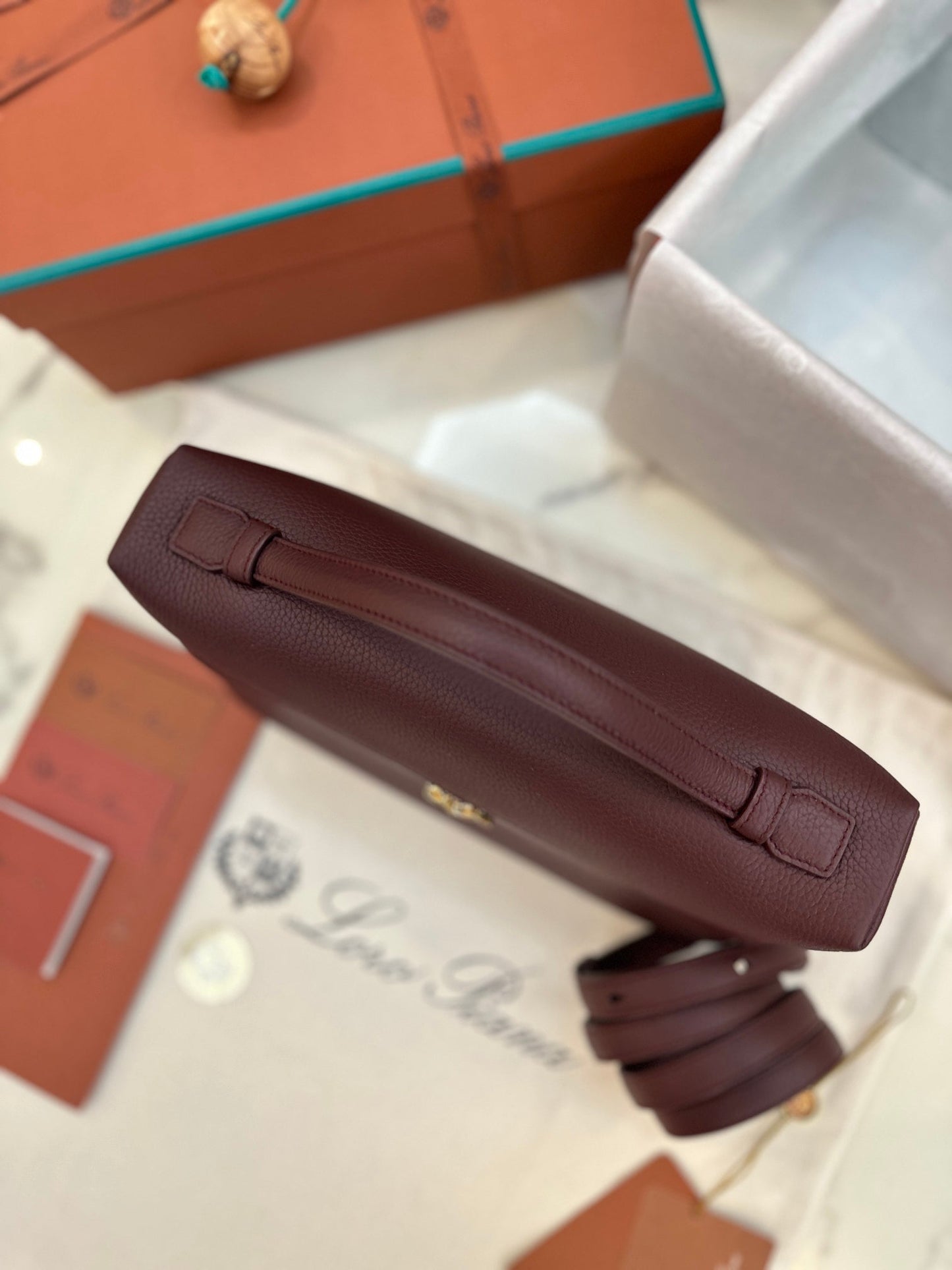 loro piana extra poket l27cm wine red gold hardware