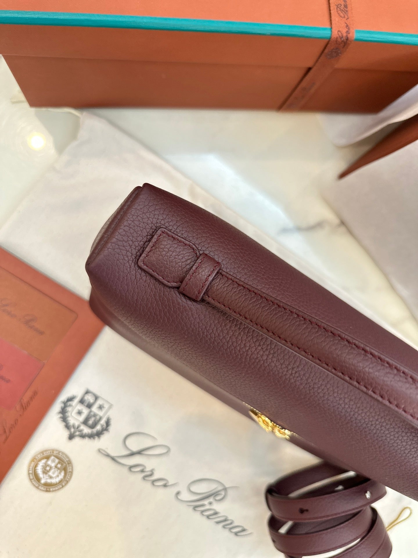 loro piana extra poket l27cm wine red gold hardware