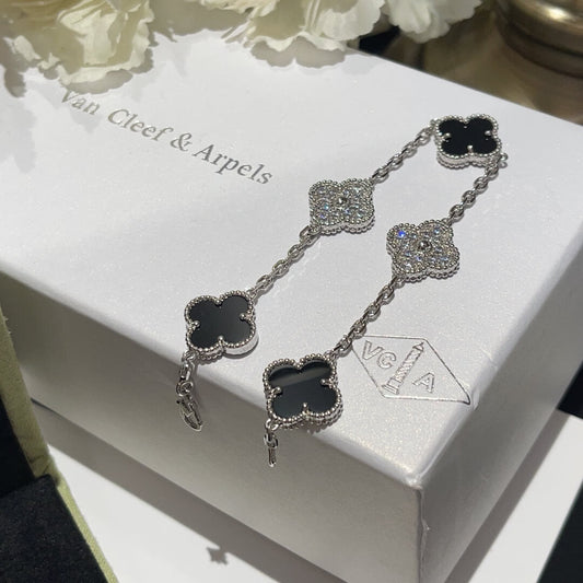 lucky four leaf grass pull set diamond light luxury bracelet slfb015c05