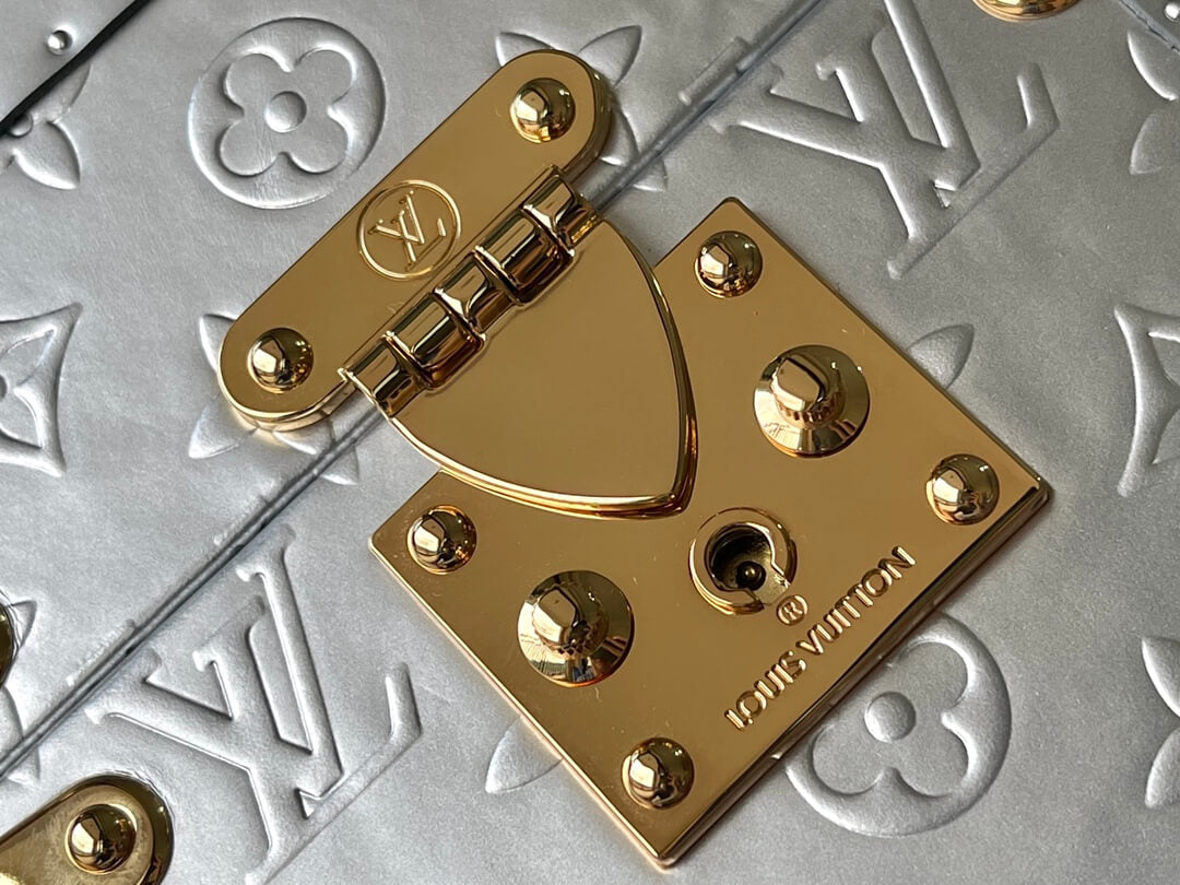 m10115 camera box silver monogram 20cm cowhide real leather