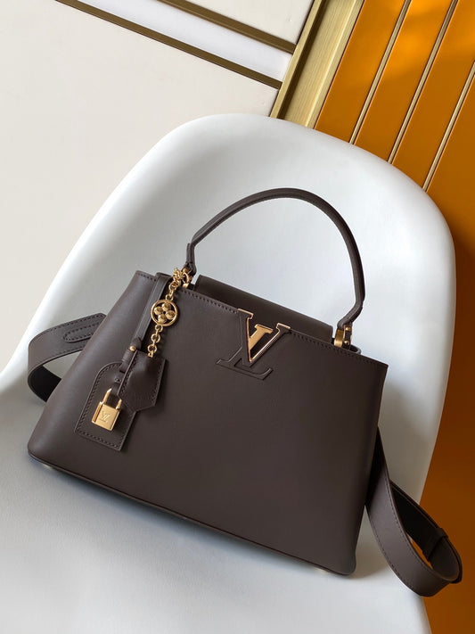 M12927 Capucines Souple handbag Chocolate brown