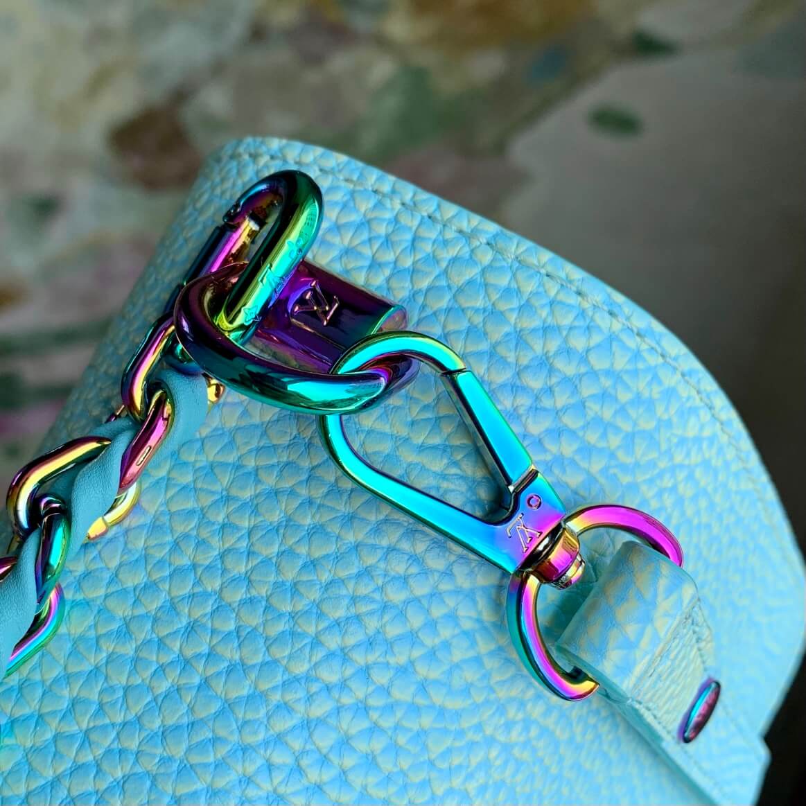 m20694 twist mm shoulder bag cross body bags blue cowhide real leather