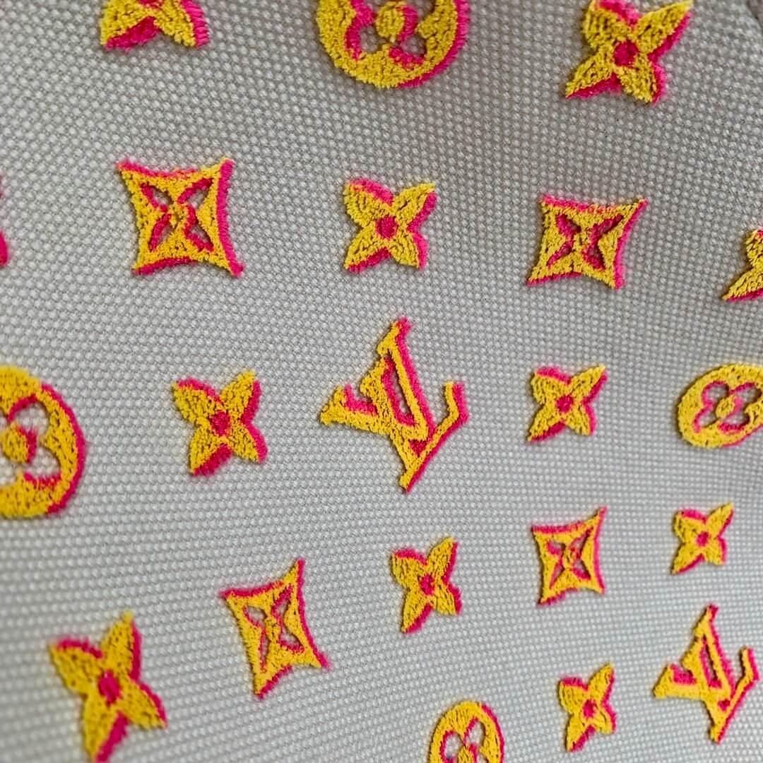 m20815 onthego tote bag embroidered and leather trim small 35 yellow green