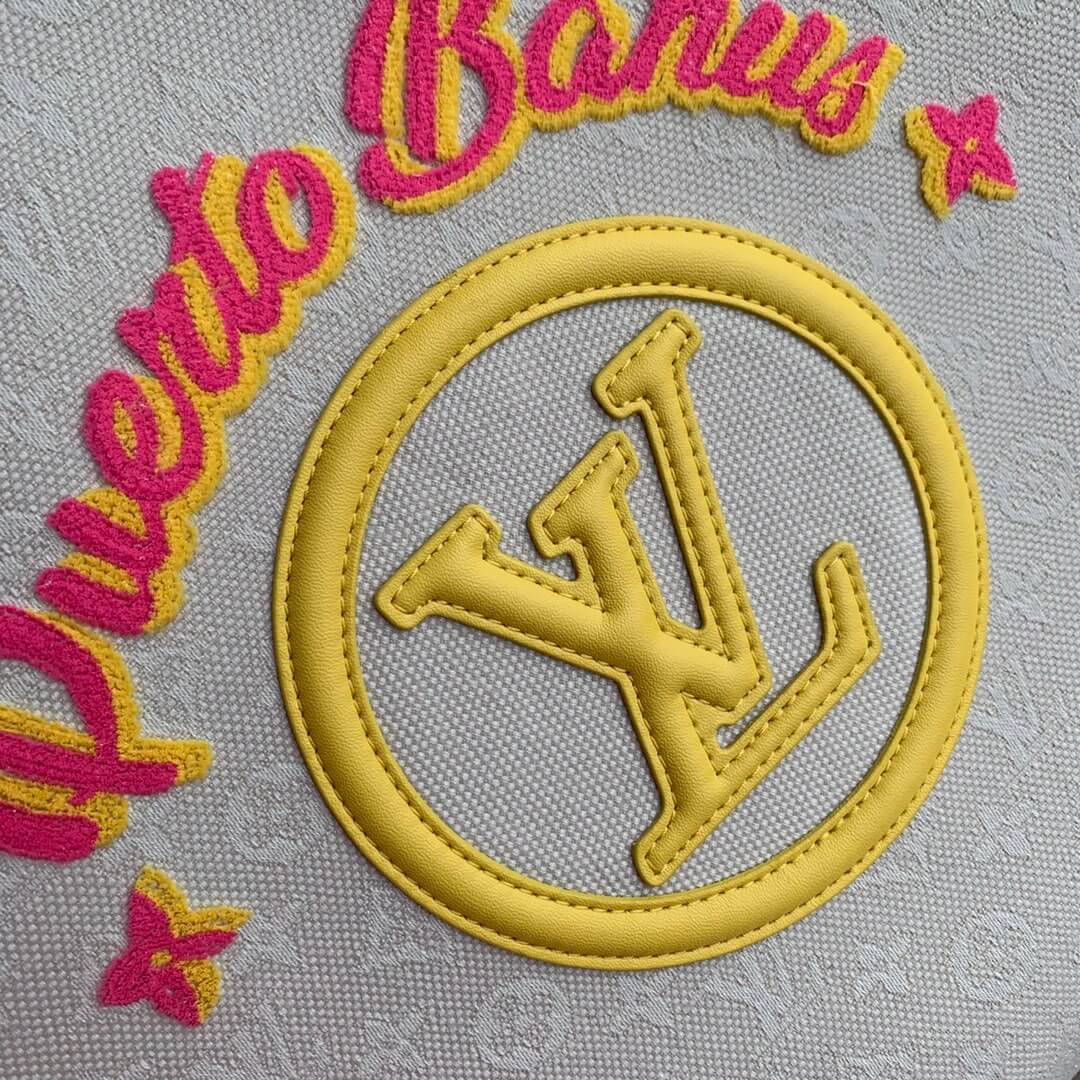 m20815 onthego tote bag embroidered and leather trim small 35 yellow green