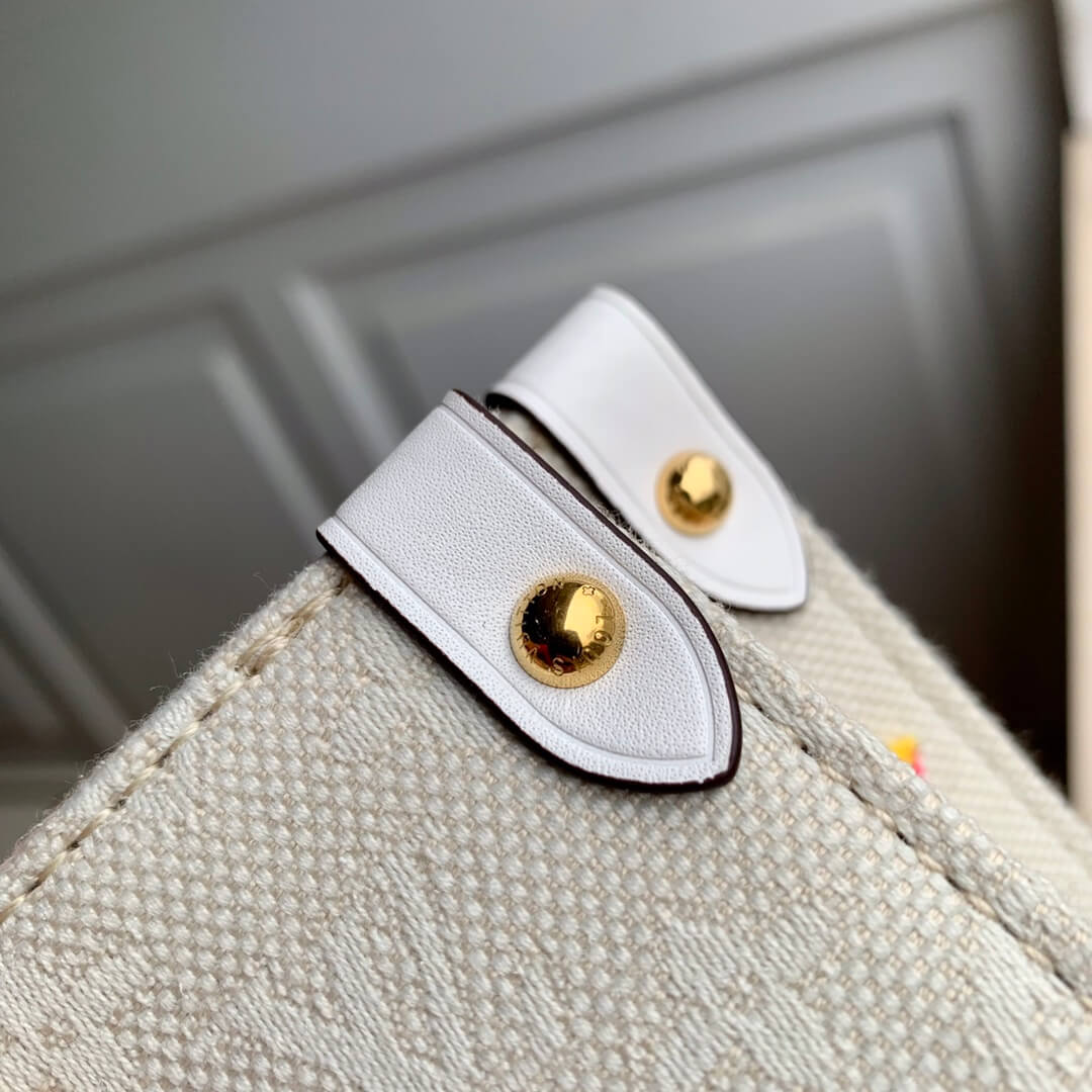 m20815 onthego tote bag embroidered and leather trim small 35 yellow green