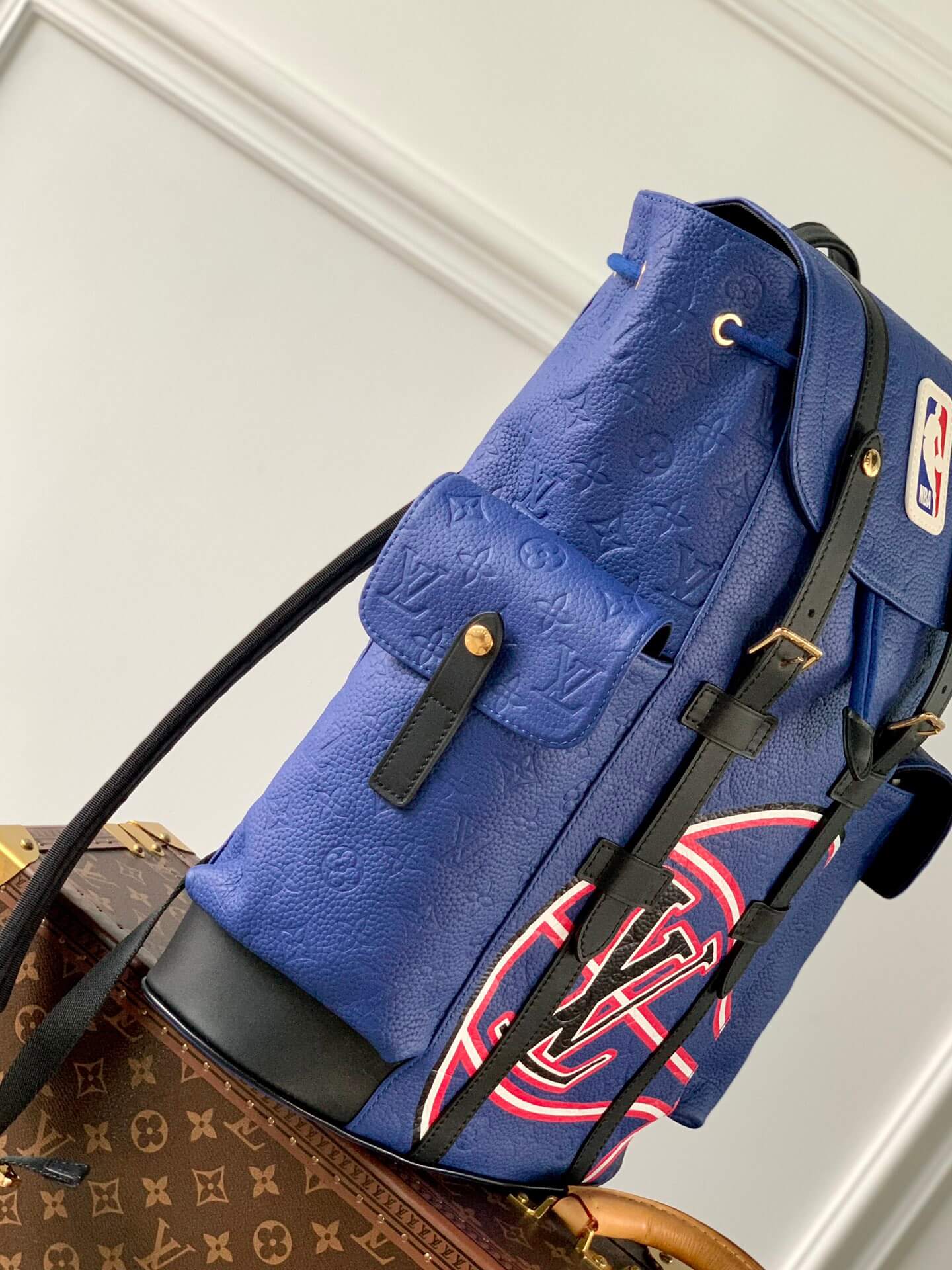 m21104 christopher taurillon handbag travel bag blue calfskin monogram
