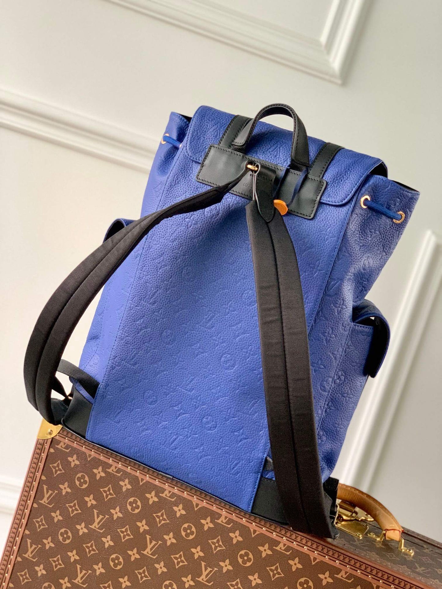 m21104 christopher taurillon handbag travel bag blue calfskin monogram