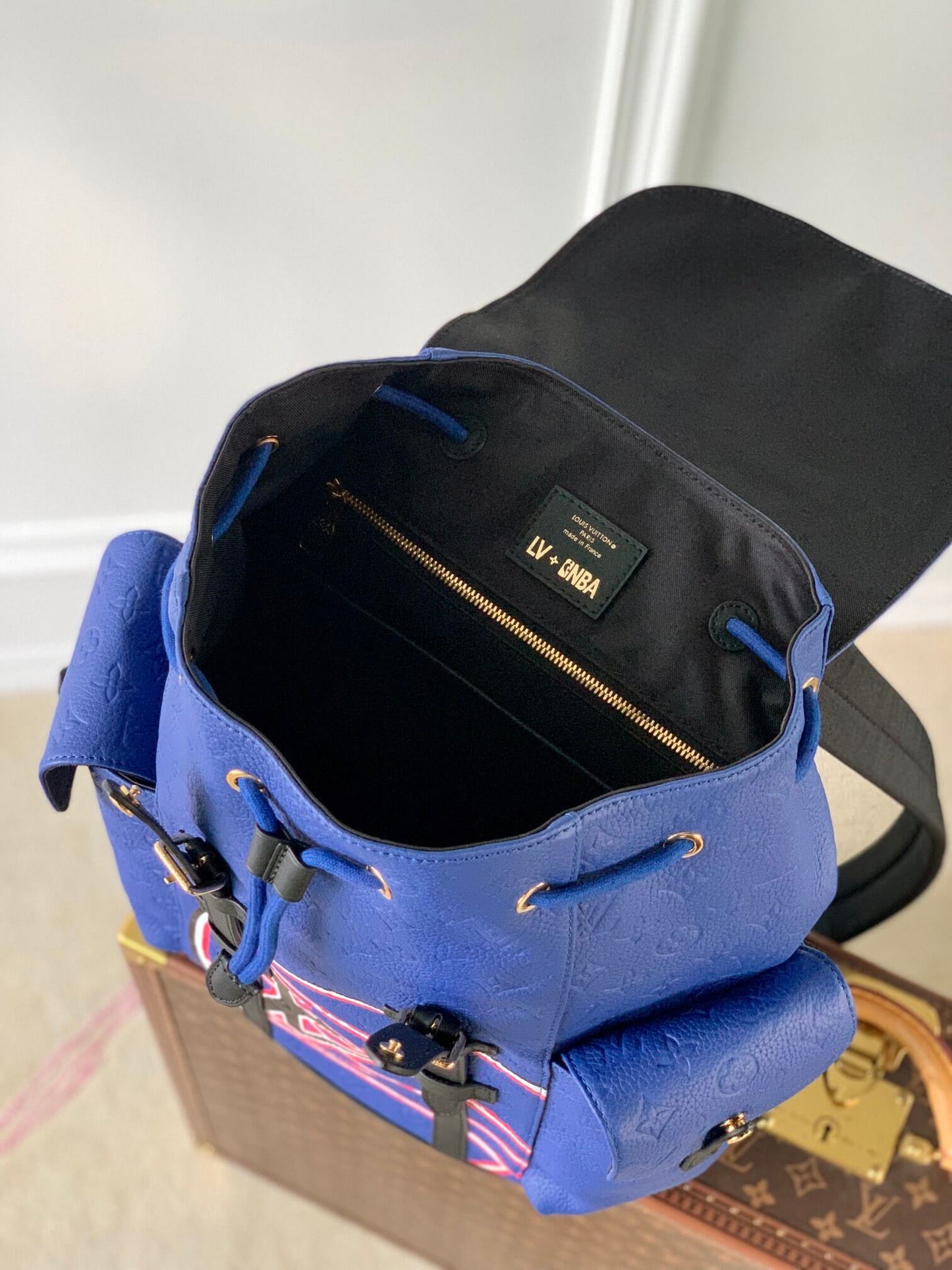 m21104 christopher taurillon handbag travel bag blue calfskin monogram
