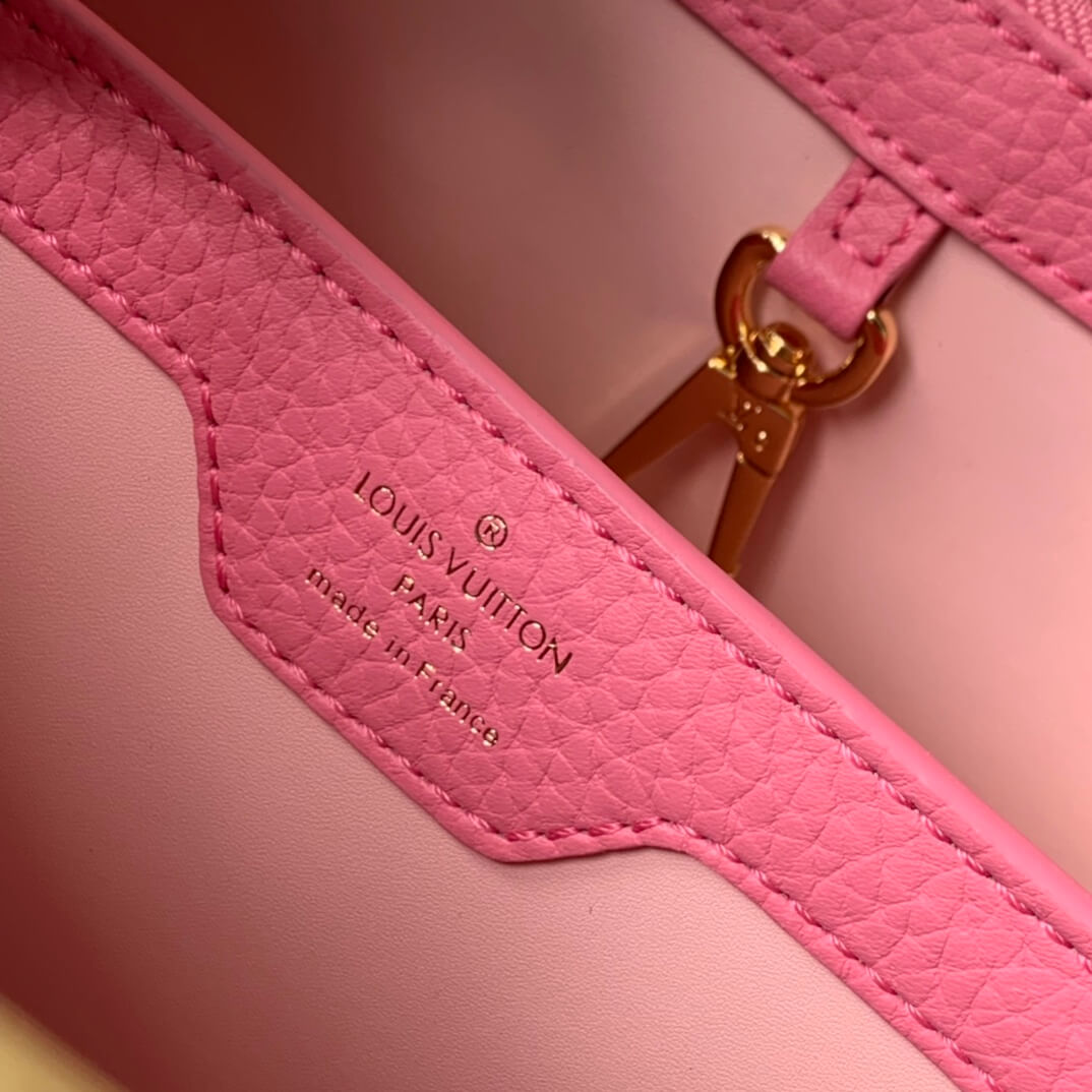 m22375 capucines mini taurillon 21cm pink cowhide real leather
