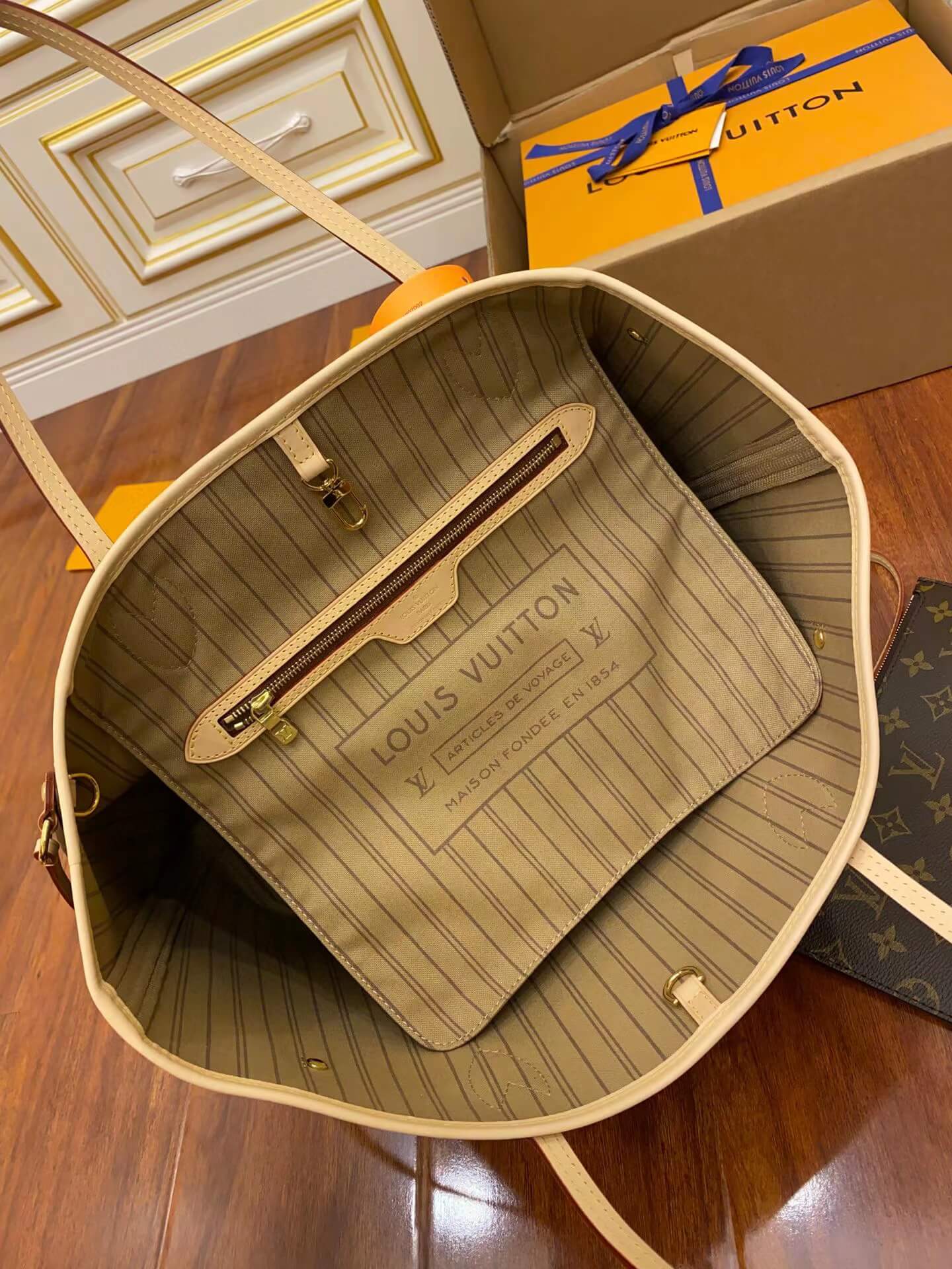 m40995 neverfull mm monogram apricot inside original quality