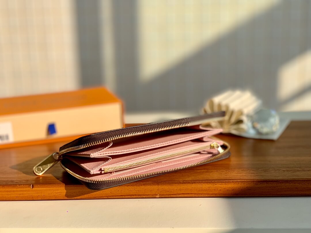 m41894 zippy wallet pink monogram clutch bag women purse free shipping