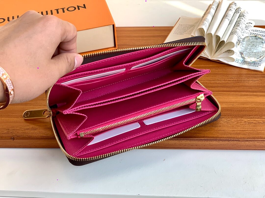 m41894 zippy wallet rose red monogram clutch bag women purse free shipping