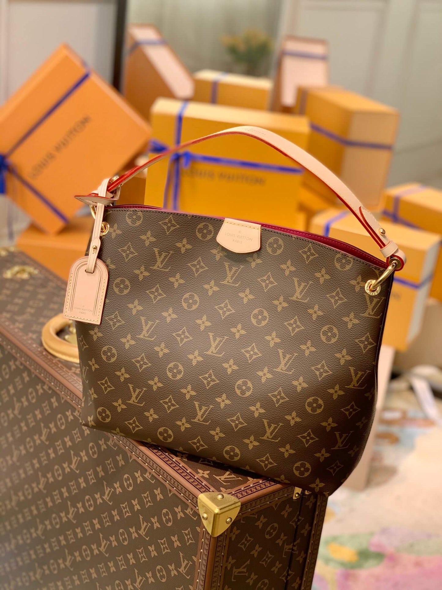 lv m43700 graceful pm small size monogram rose red