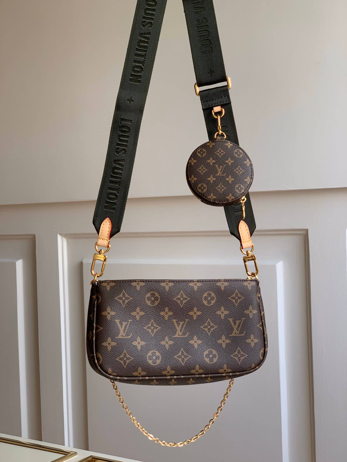 m44813 multi pochette accessoires khaki dark green monogram