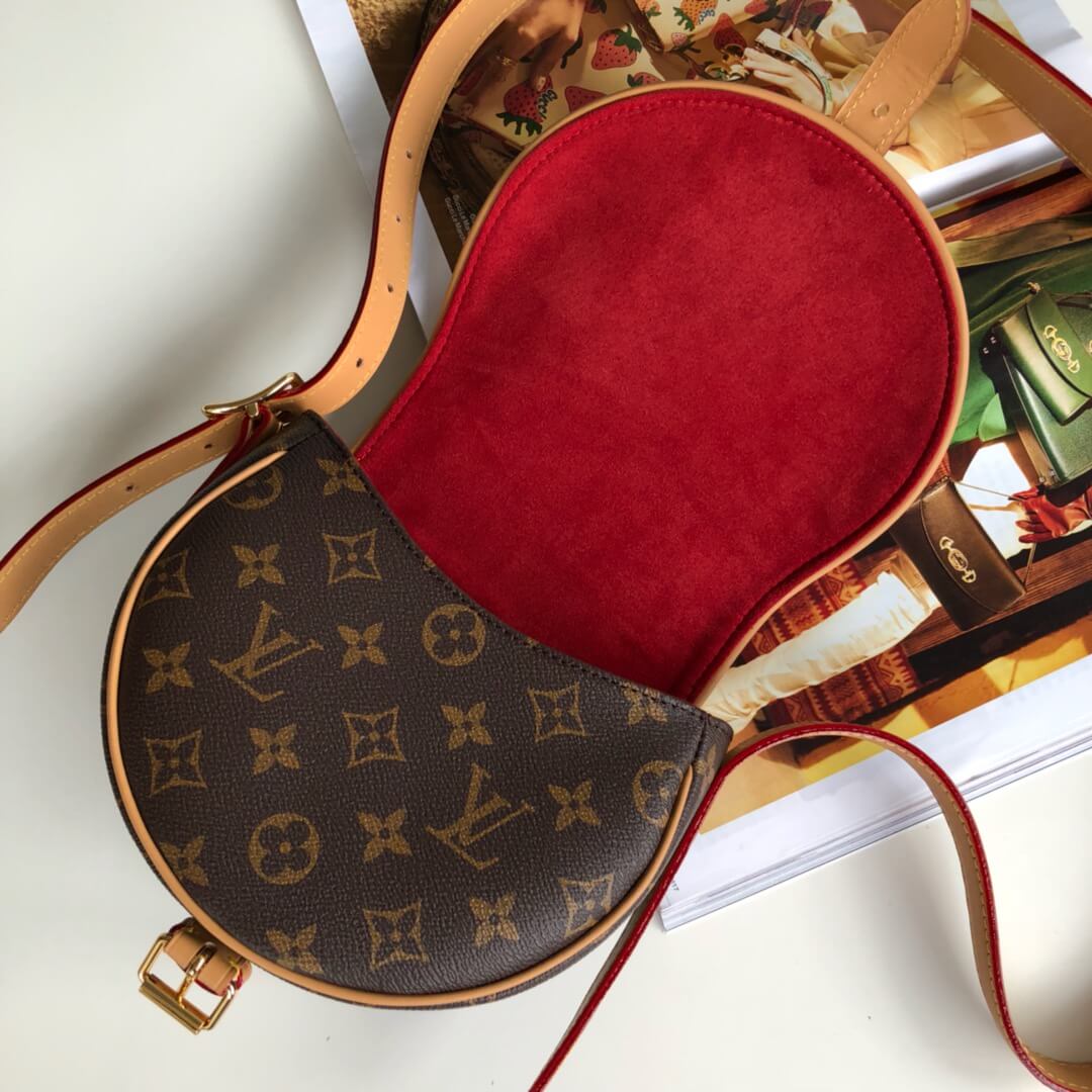 m44860 saddle bag sac tambourin shoulder bag cross body bags brown calfskin monogram