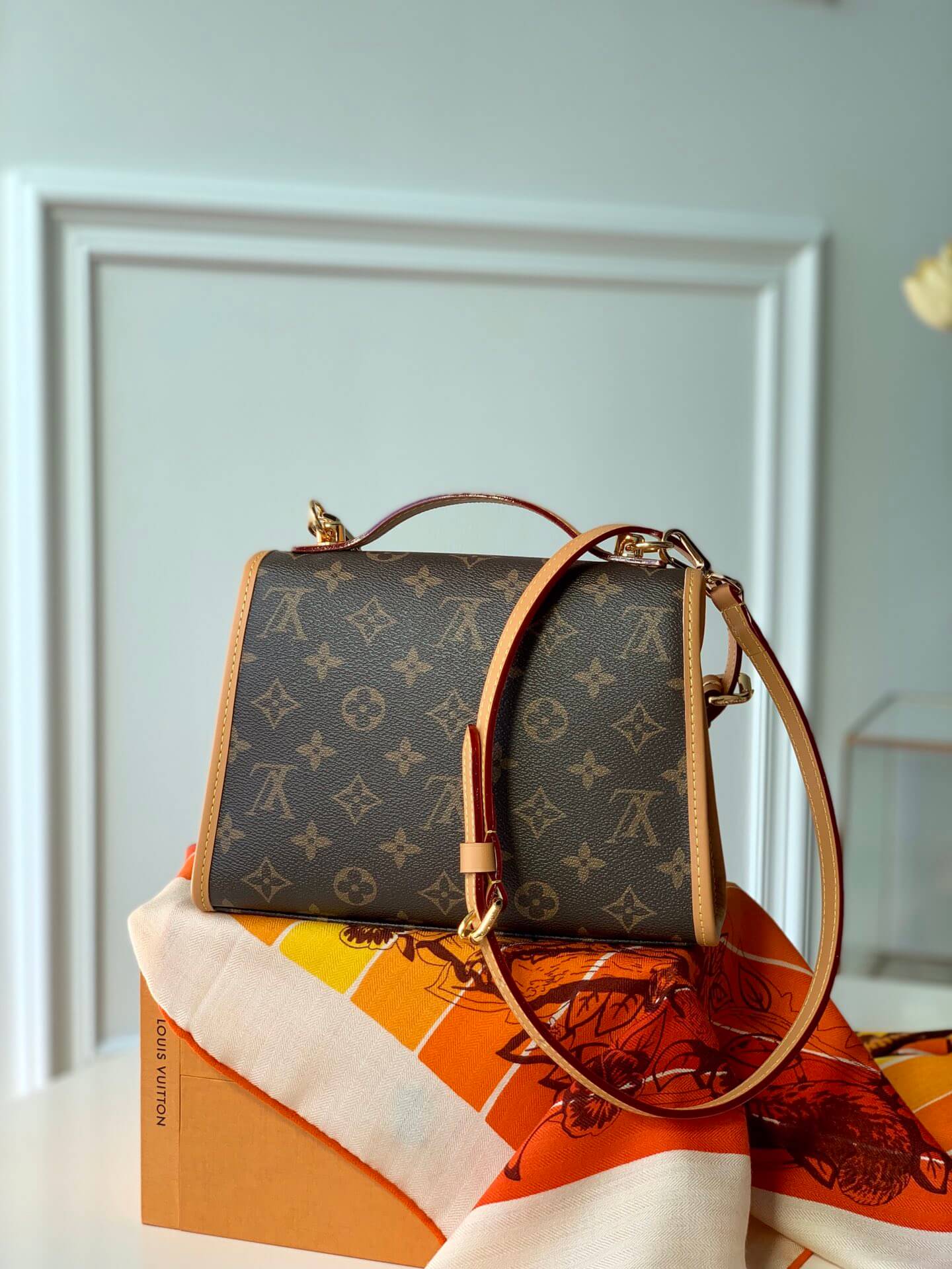 m44919 shoulder bag handbag cross body bags brown calfskin monogram
