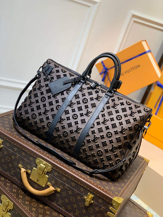 m45046 keepall triangle bandouliere 50 tuffetage handbag cross body bags shoulder bag black calfskin monogram